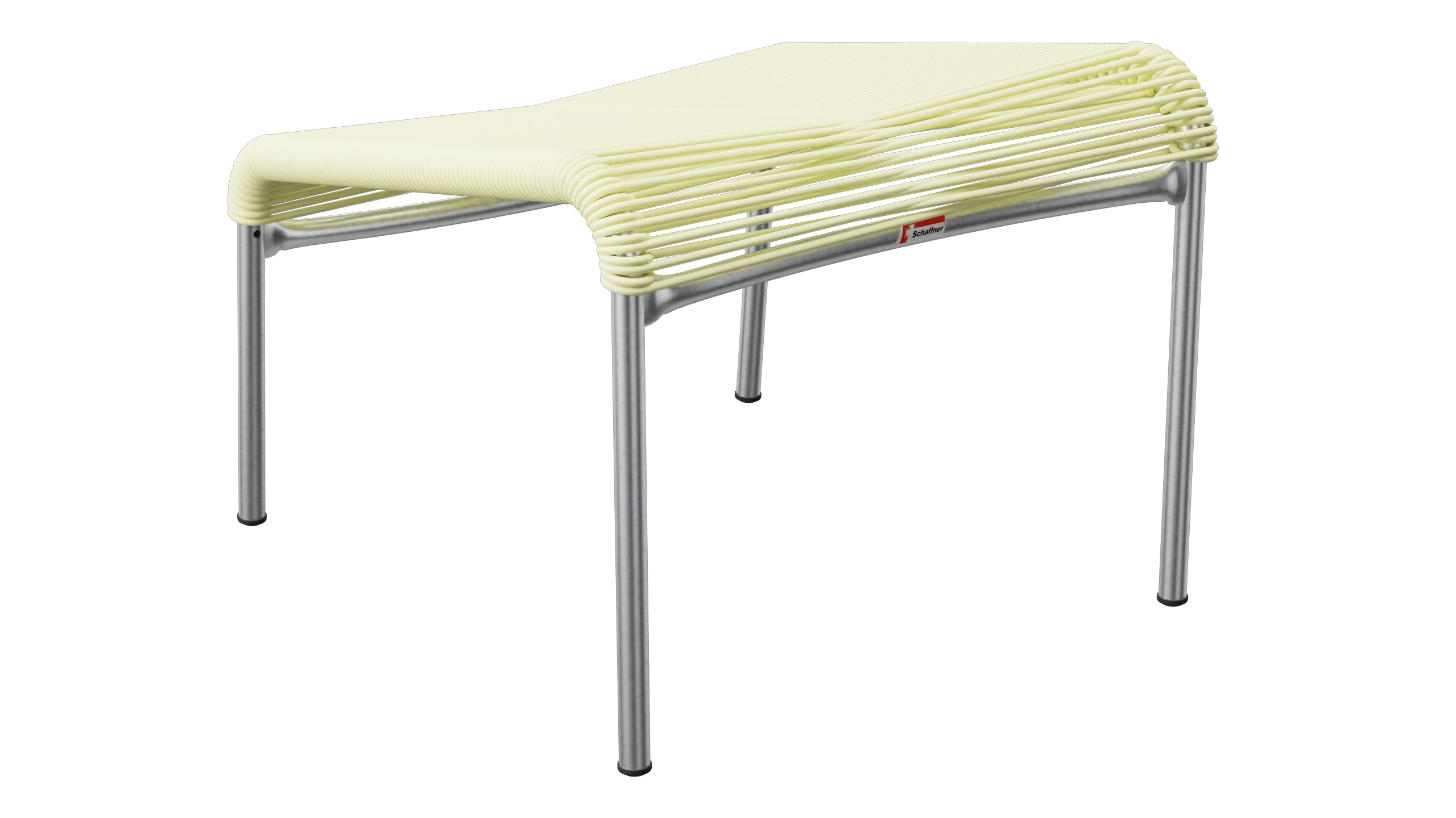 Säntis Spaghetti-Fusshocker in Buchsbaumgelb präsentiert im Onlineshop von KAQTU Design AG. Hocker Outdoor ist von Schaffner
