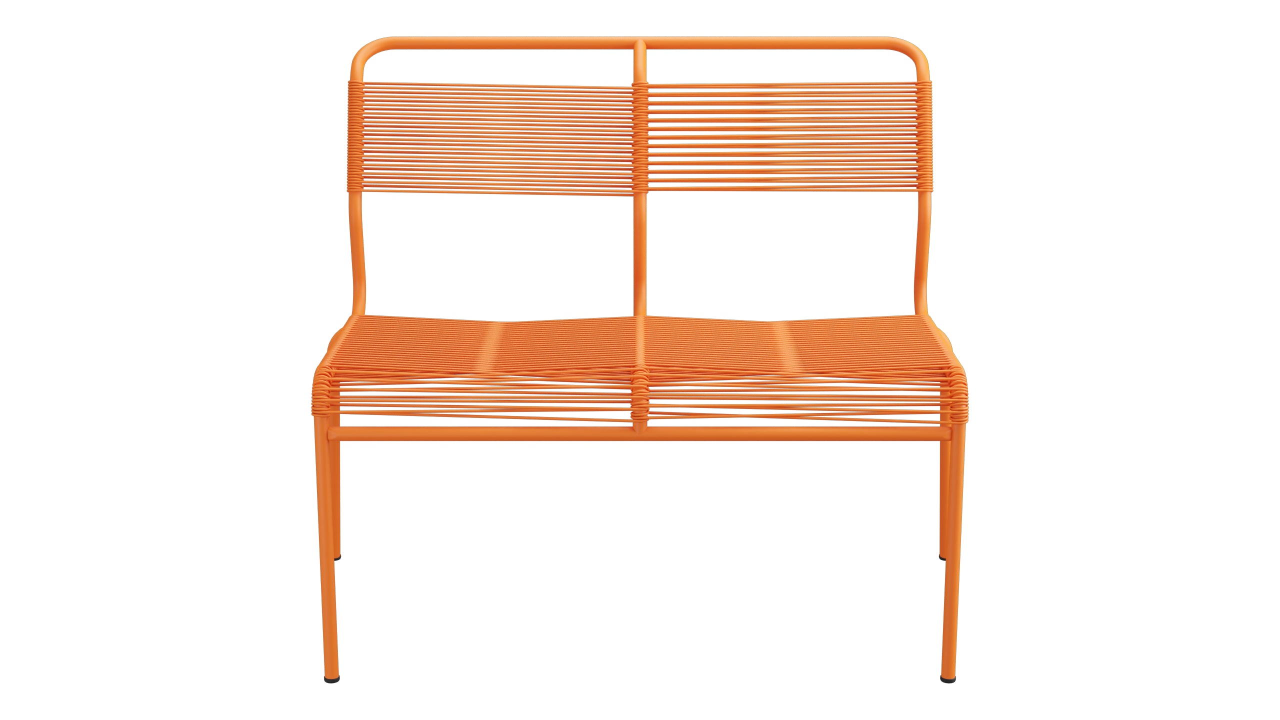Säntis Spaghetti-2er Gartenbank ohne Armlehne in Orange präsentiert im Onlineshop von KAQTU Design AG. Gartenbank ist von Schaffner