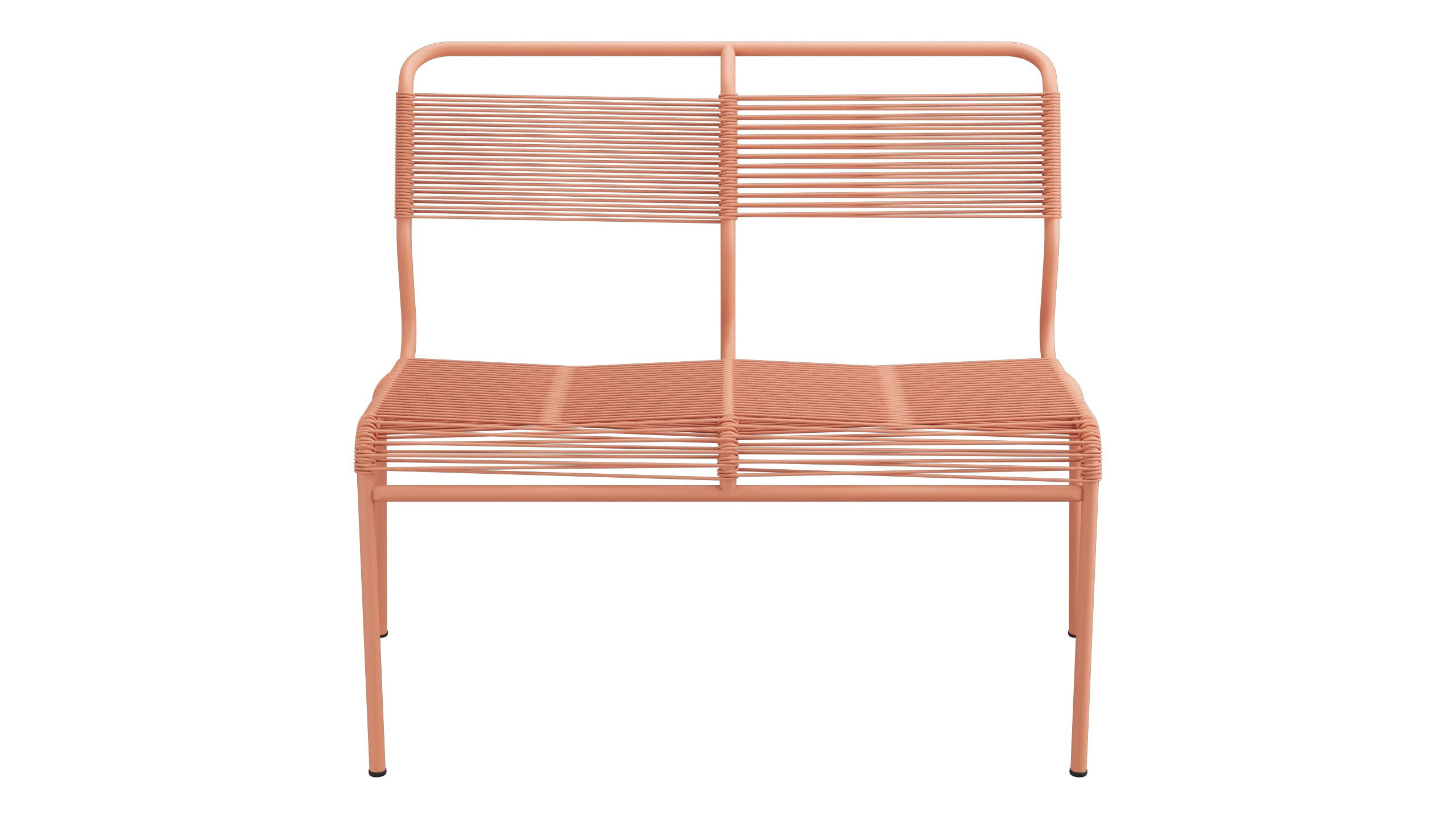 Säntis Spaghetti-2er Gartenbank ohne Armlehne in Pastellterracotta präsentiert im Onlineshop von KAQTU Design AG. Gartenbank ist von Schaffner