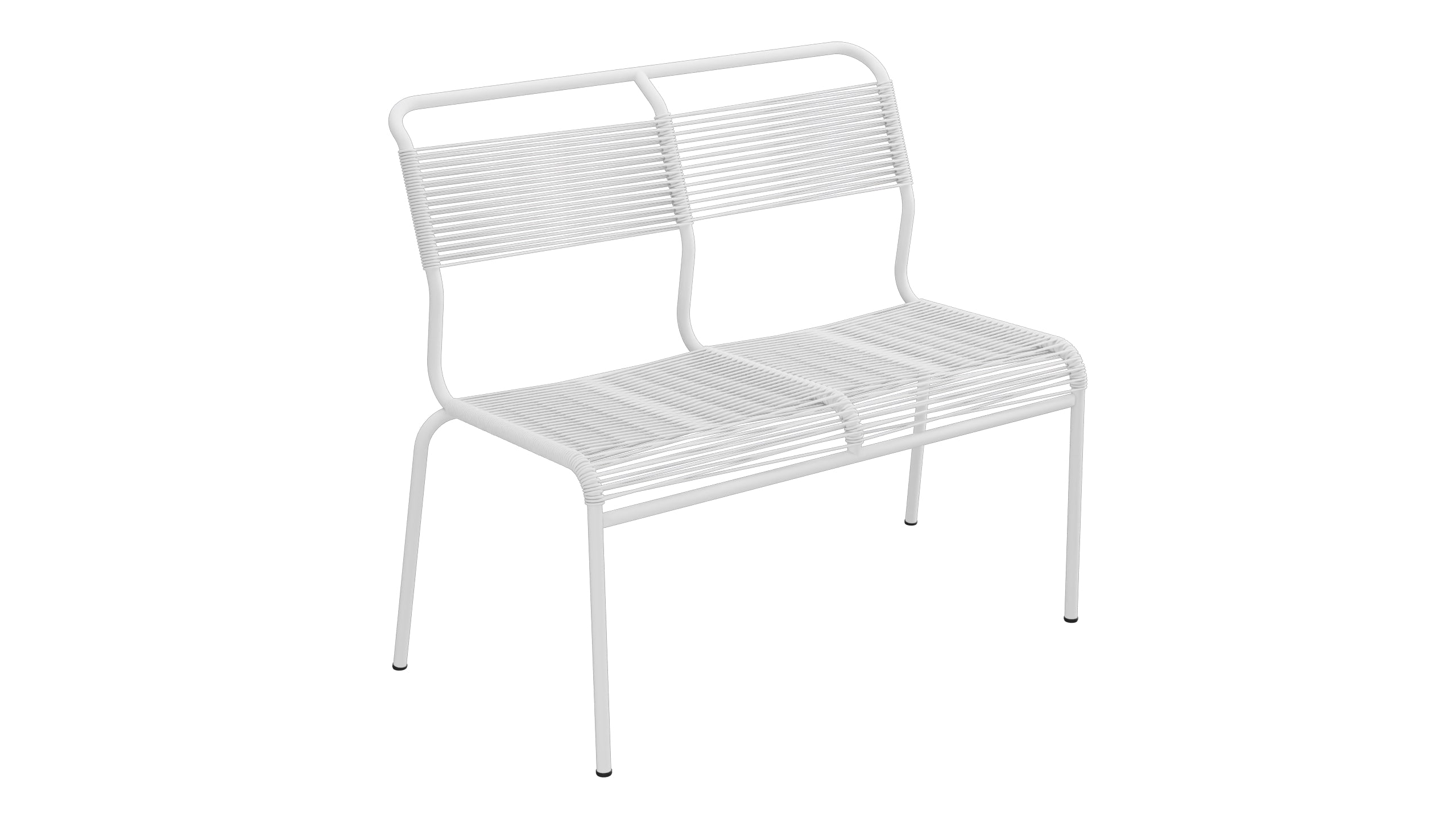 Säntis Spaghetti-2er Gartenbank ohne Armlehne in Weiss präsentiert im Onlineshop von KAQTU Design AG. Gartenbank ist von Schaffner