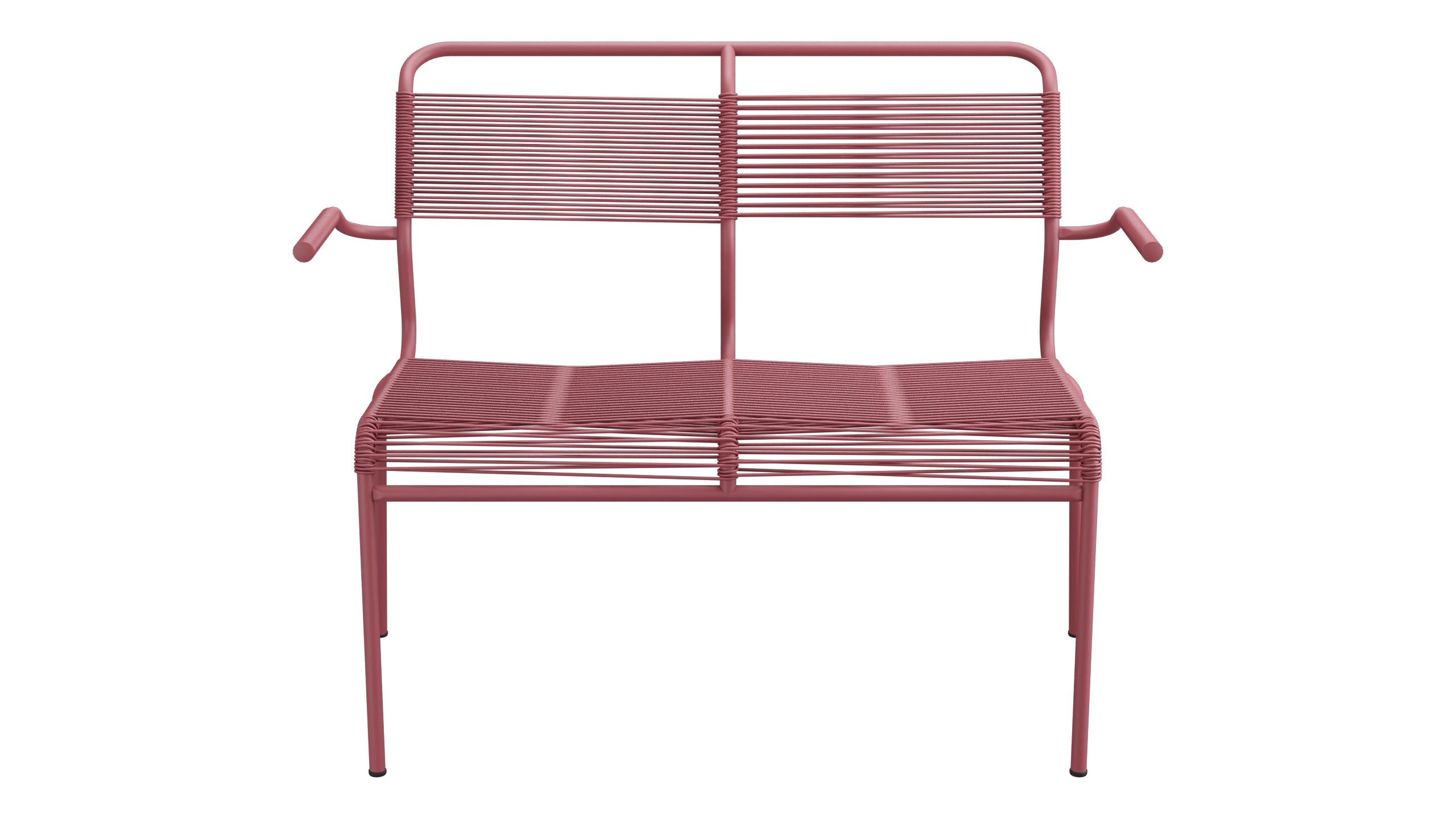 Säntis Spaghetti-2er Gartenbank mit Armlehne in Bordeaux präsentiert im Onlineshop von KAQTU Design AG. Gartenbank ist von Schaffner