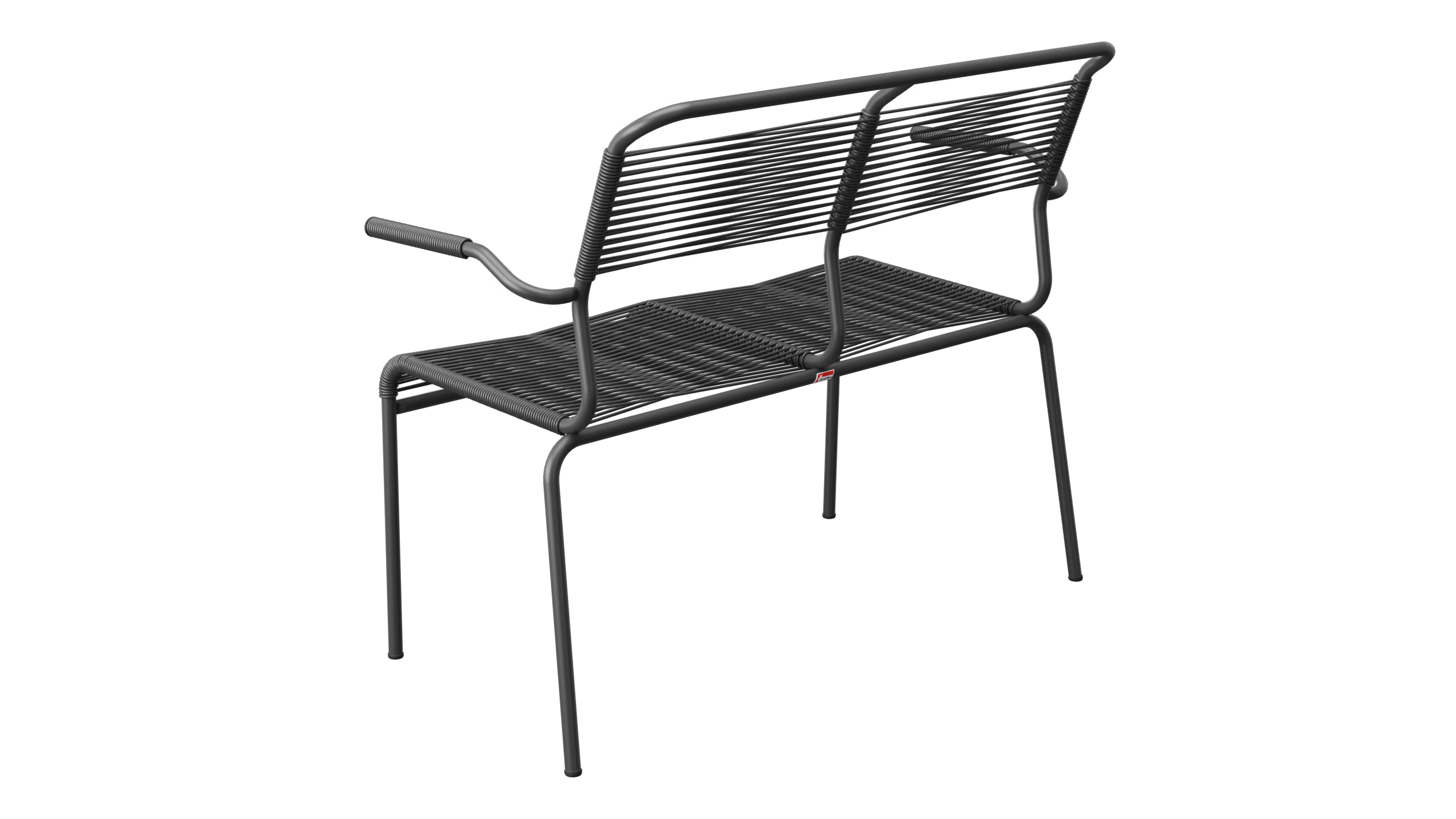 Säntis Spaghetti-2er Gartenbank mit Armlehne in Anthrazit präsentiert im Onlineshop von KAQTU Design AG. Gartenbank ist von Schaffner