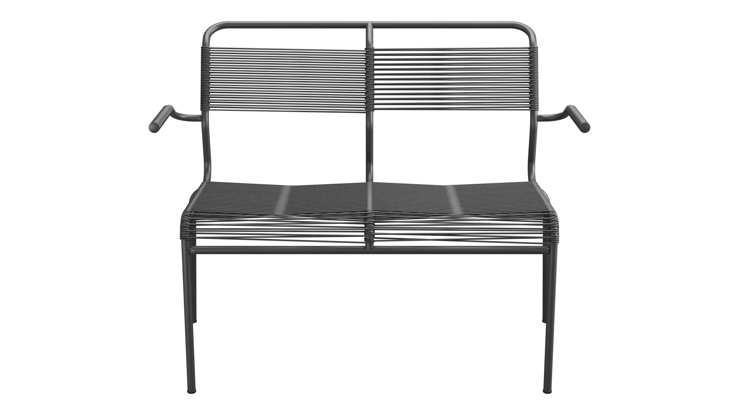 Säntis Spaghetti-2er Gartenbank mit Armlehne in Anthrazit präsentiert im Onlineshop von KAQTU Design AG. Gartenbank ist von Schaffner