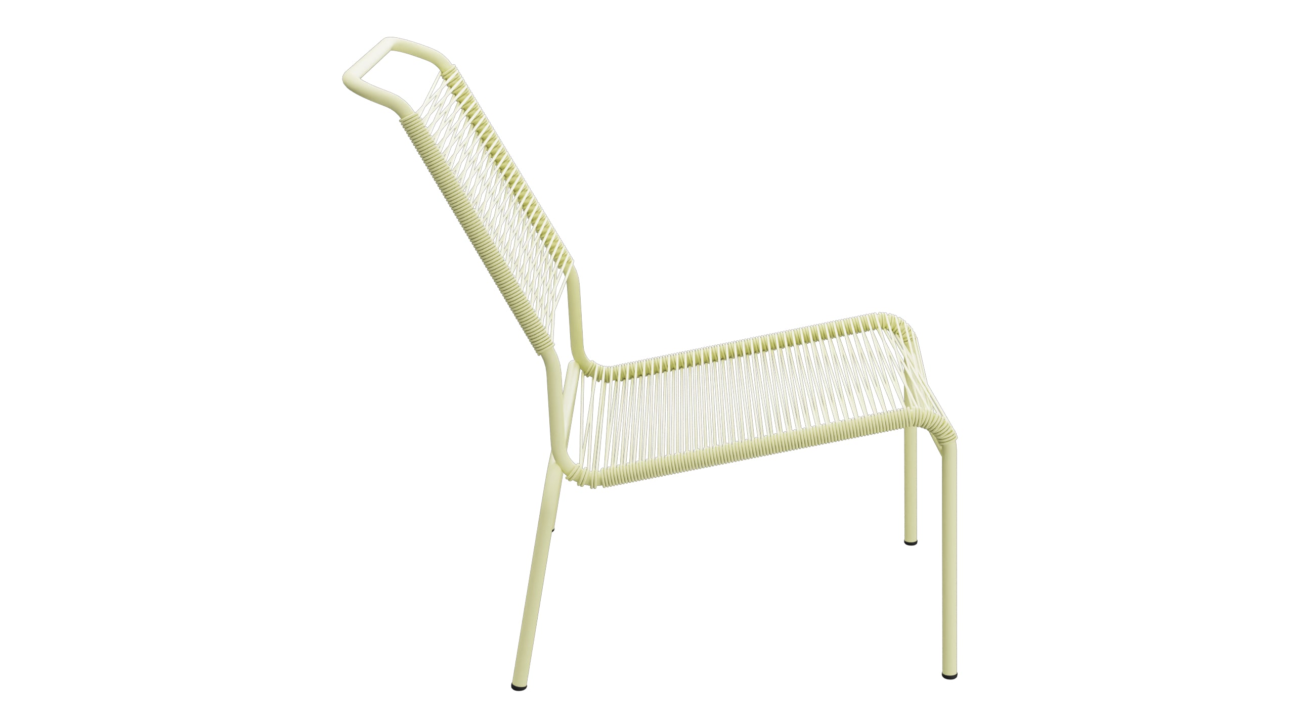 Säntis Spaghetti-Lounger ohne Armlehne Hochlehner in Buchsbaumgelb präsentiert im Onlineshop von KAQTU Design AG. Outdoor-Sessel ist von Schaffner