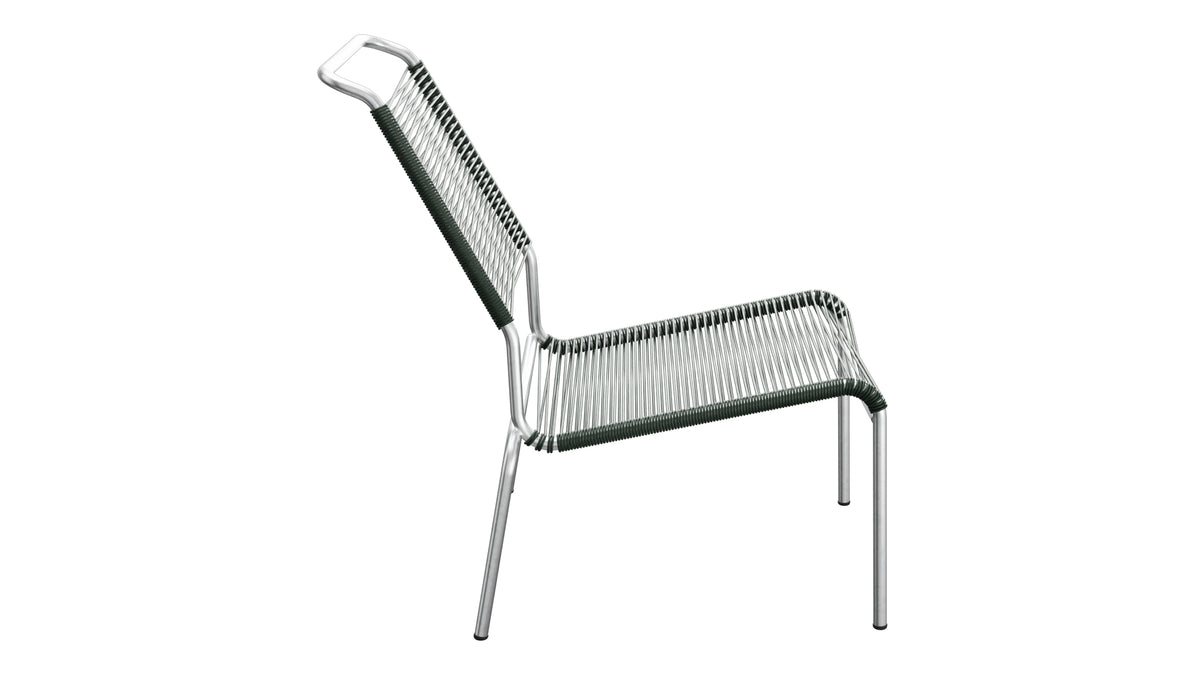 Säntis Spaghetti-Lounger ohne Armlehne Hochlehner in Tannengrün präsentiert im Onlineshop von KAQTU Design AG. Outdoor-Sessel ist von Schaffner