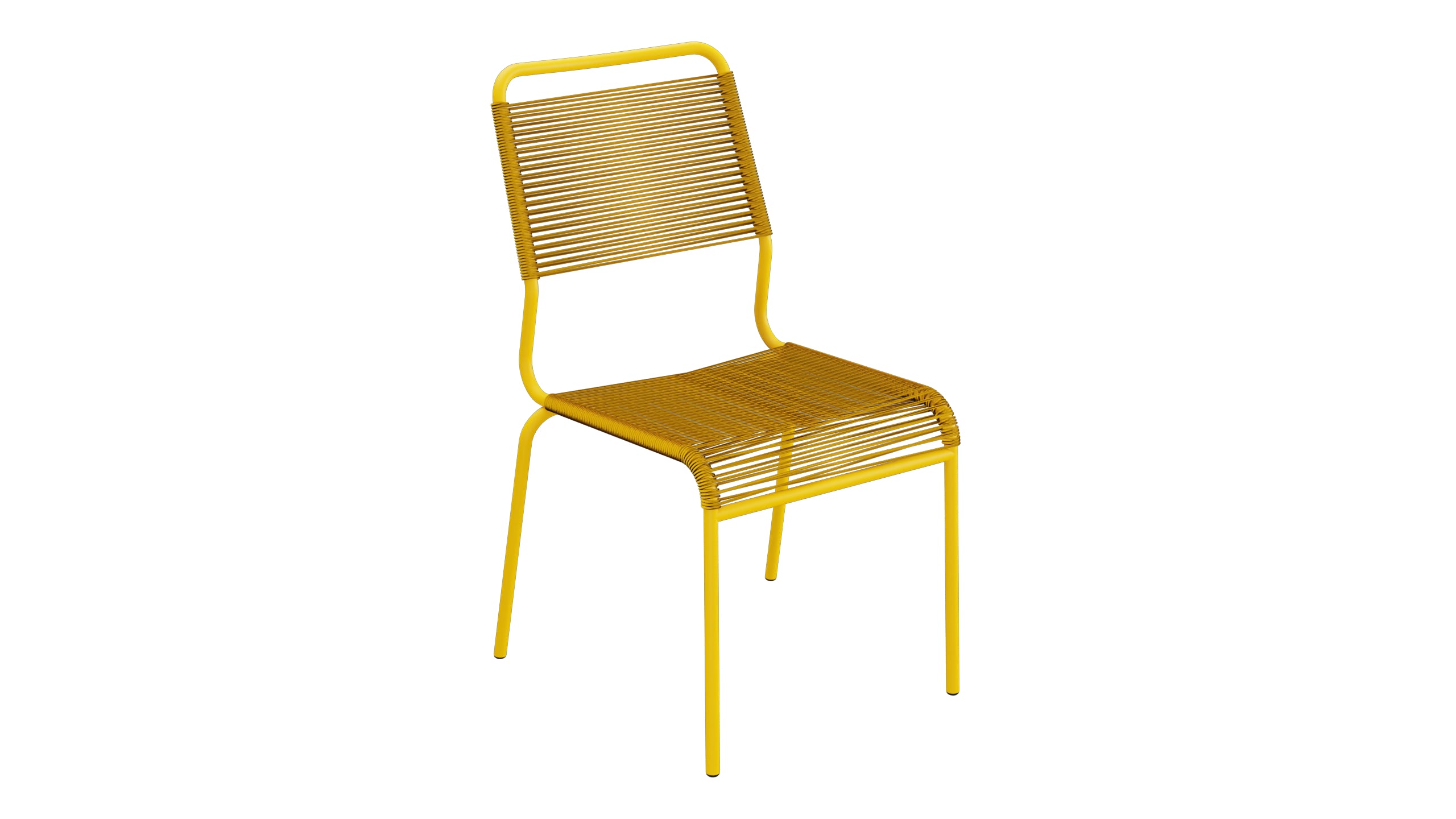 Rigi Spaghetti-Gartenstuhl ohne Armlehne Comfort in Gelb präsentiert im Onlineshop von KAQTU Design AG. Gartenstuhl ist von Schaffner