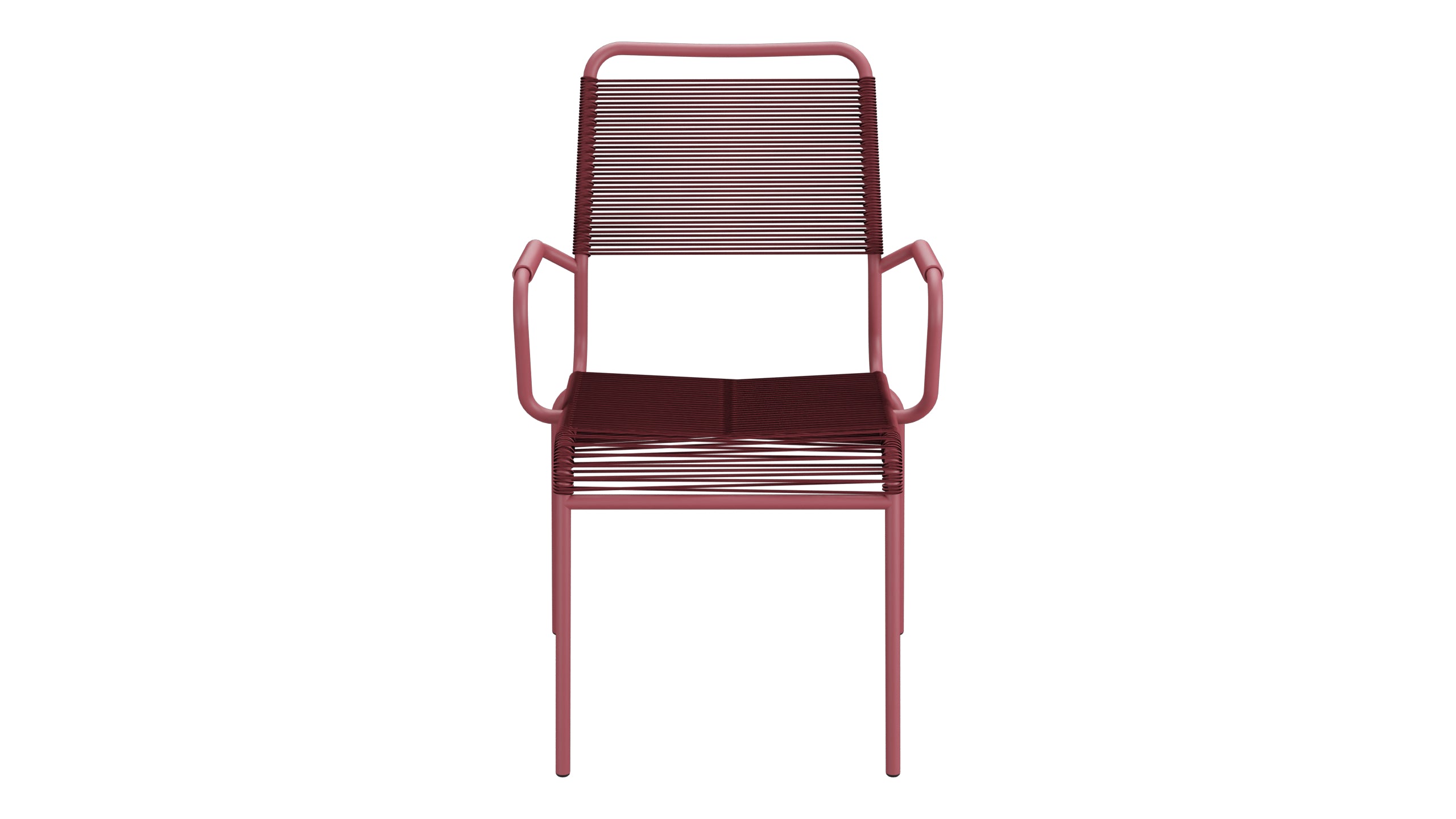 Rigi Spaghetti-Gartenstuhl mit Armlehne Comfort in Bordeaux präsentiert im Onlineshop von KAQTU Design AG. Gartenstuhl mit Armlehnen ist von Schaffner