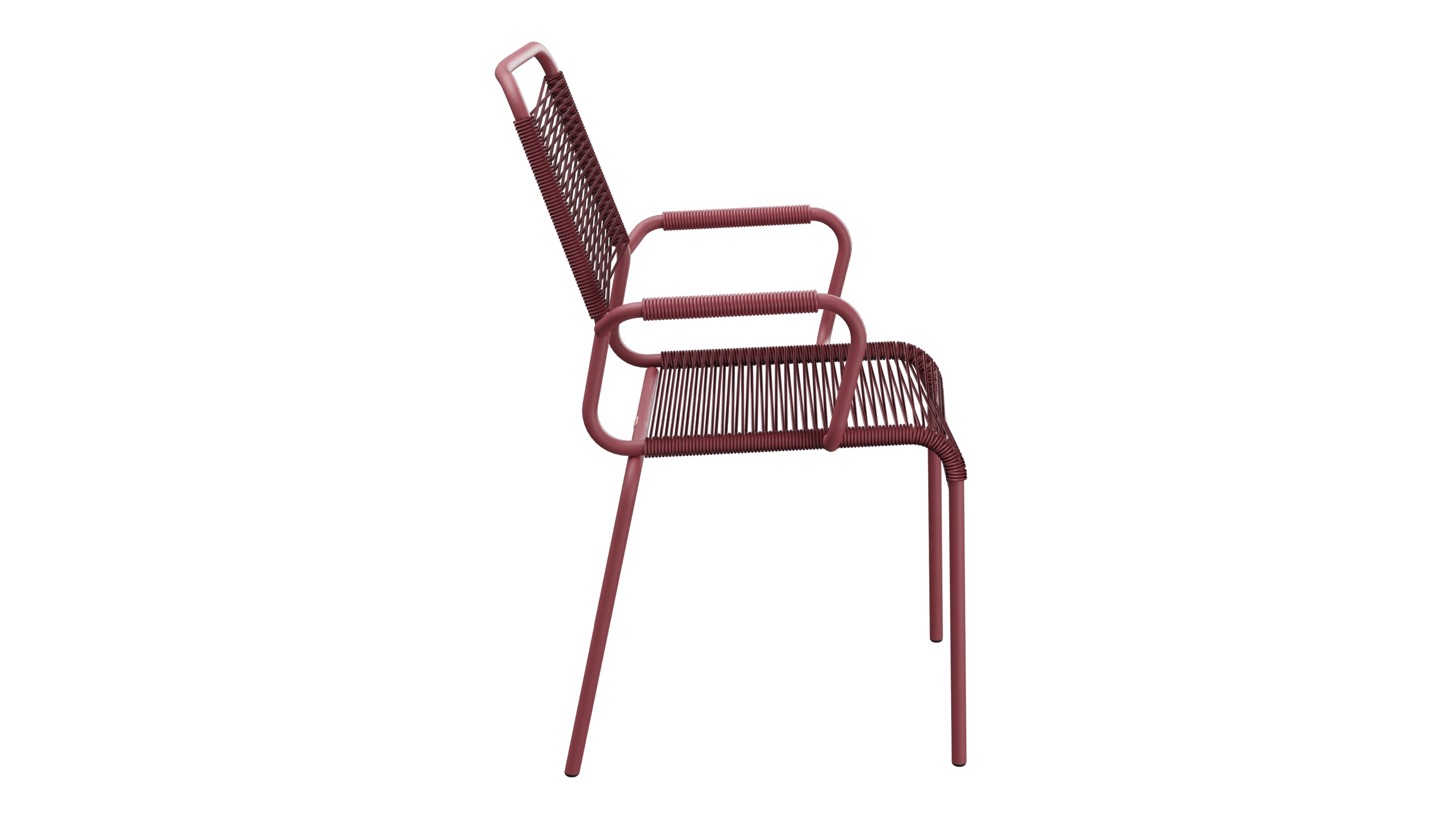 Rigi Spaghetti-Gartenstuhl mit Armlehne Comfort in Bordeaux präsentiert im Onlineshop von KAQTU Design AG. Gartenstuhl mit Armlehnen ist von Schaffner