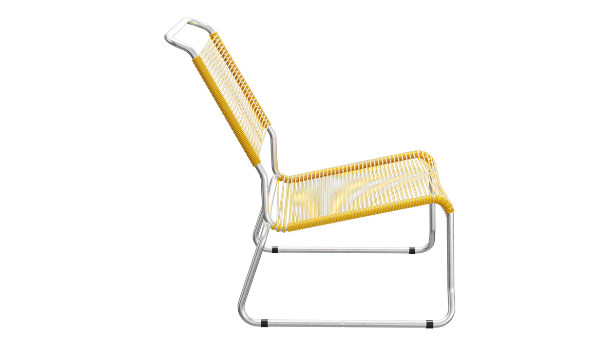 Säntis Spaghetti-Lounger ohne Armlehne Hochlehner Kufen in Gelb präsentiert im Onlineshop von KAQTU Design AG. Outdoor-Sessel ist von Schaffner