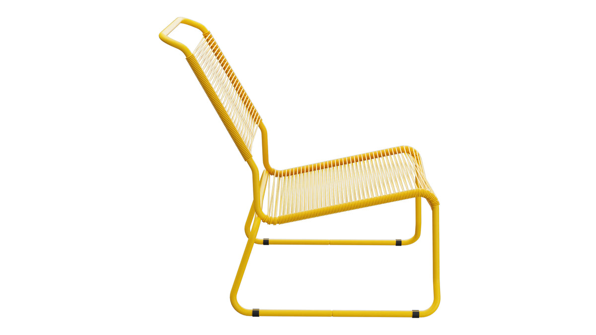 Säntis Spaghetti-Lounger ohne Armlehne Hochlehner Kufen in Gelb präsentiert im Onlineshop von KAQTU Design AG. Outdoor-Sessel ist von Schaffner