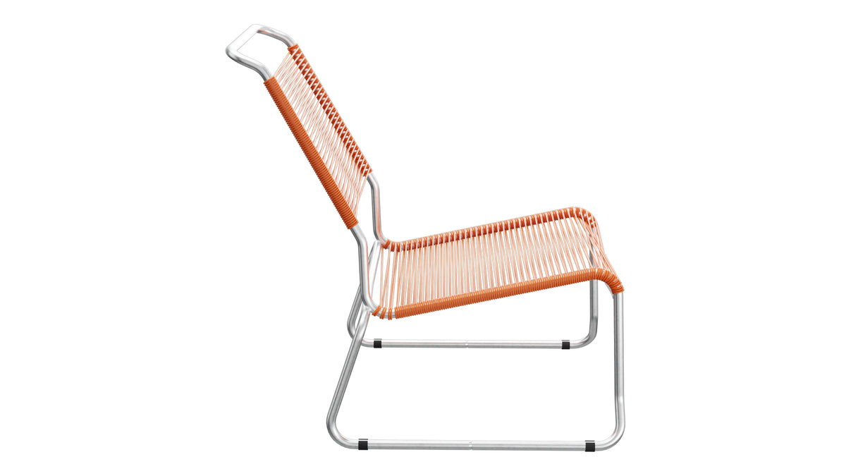 Säntis Spaghetti-Lounger ohne Armlehne Hochlehner Kufen in Orange präsentiert im Onlineshop von KAQTU Design AG. Outdoor-Sessel ist von Schaffner