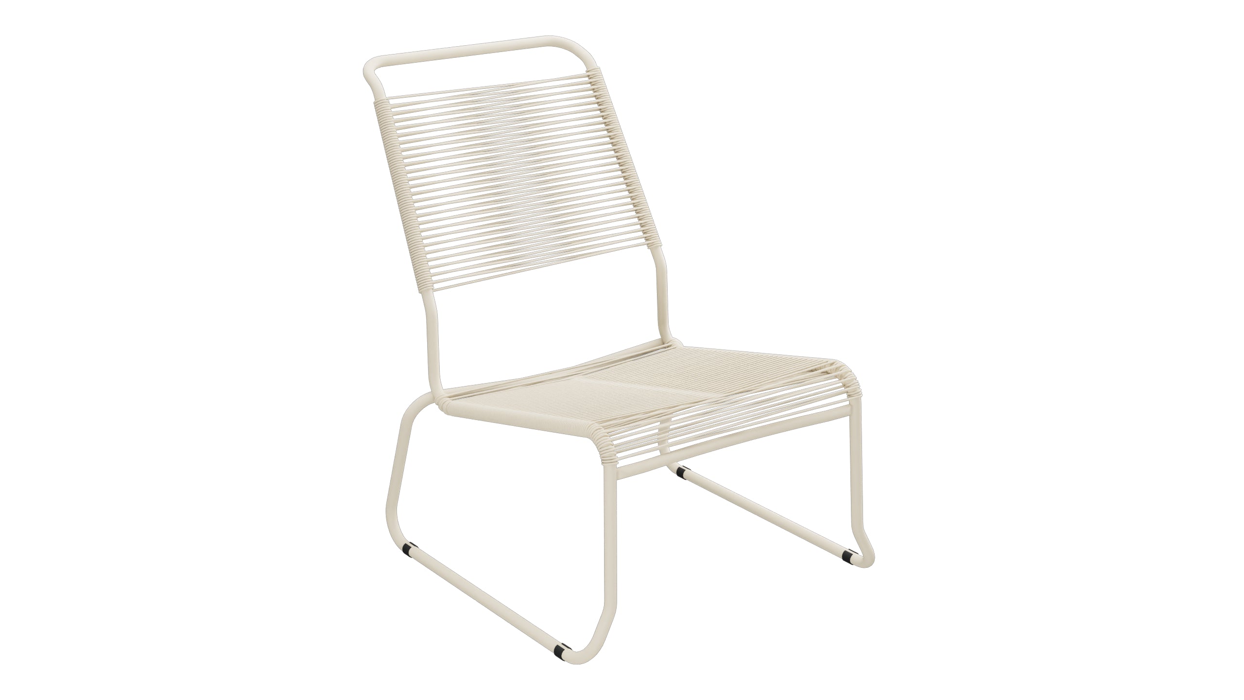 Säntis Spaghetti-Lounger ohne Armlehne Hochlehner Kufen in Pastellsand präsentiert im Onlineshop von KAQTU Design AG. Outdoor-Sessel ist von Schaffner