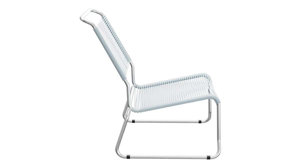 Säntis Spaghetti-Lounger ohne Armlehne Hochlehner Kufen in Pastellblau präsentiert im Onlineshop von KAQTU Design AG. Outdoor-Sessel ist von Schaffner