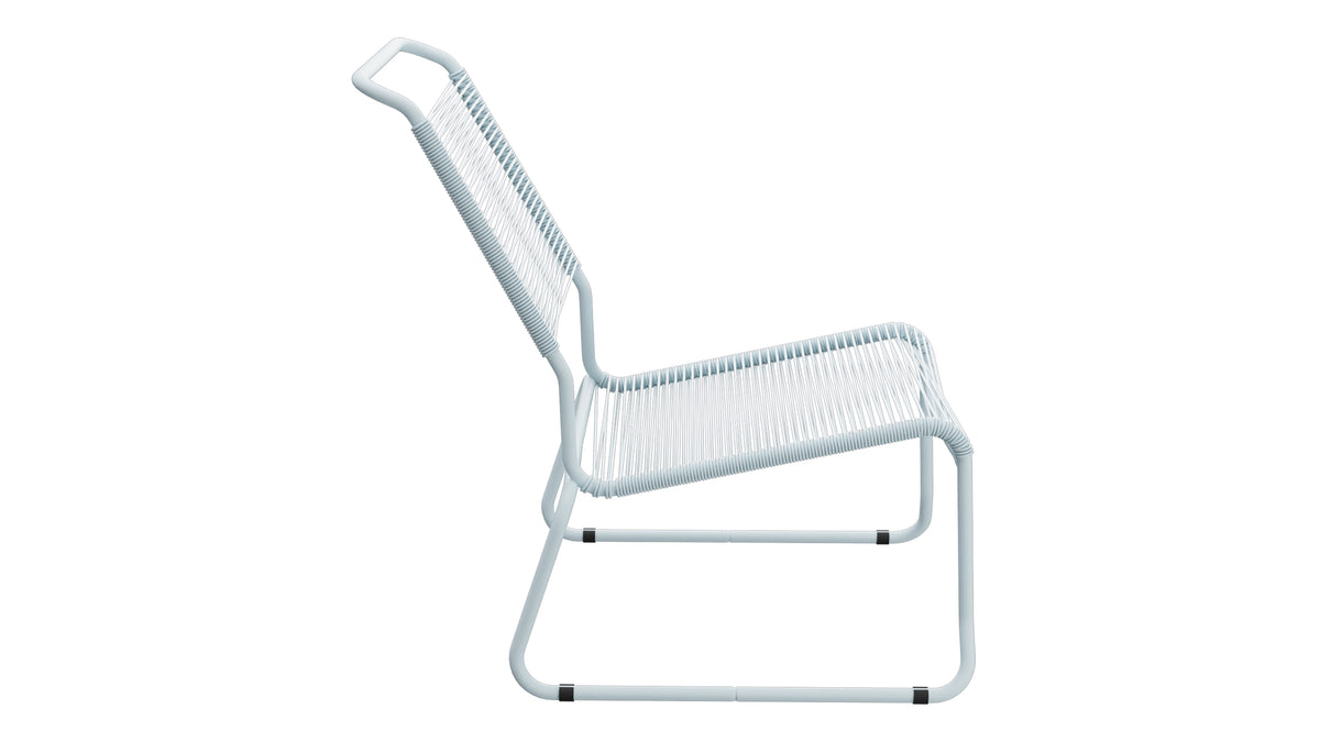 Säntis Spaghetti-Lounger ohne Armlehne Hochlehner Kufen in Pastellblau präsentiert im Onlineshop von KAQTU Design AG. Outdoor-Sessel ist von Schaffner