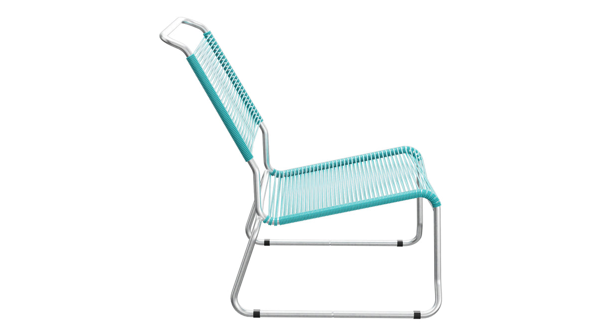 Säntis Spaghetti-Lounger ohne Armlehne Hochlehner Kufen in Türkis präsentiert im Onlineshop von KAQTU Design AG. Outdoor-Sessel ist von Schaffner