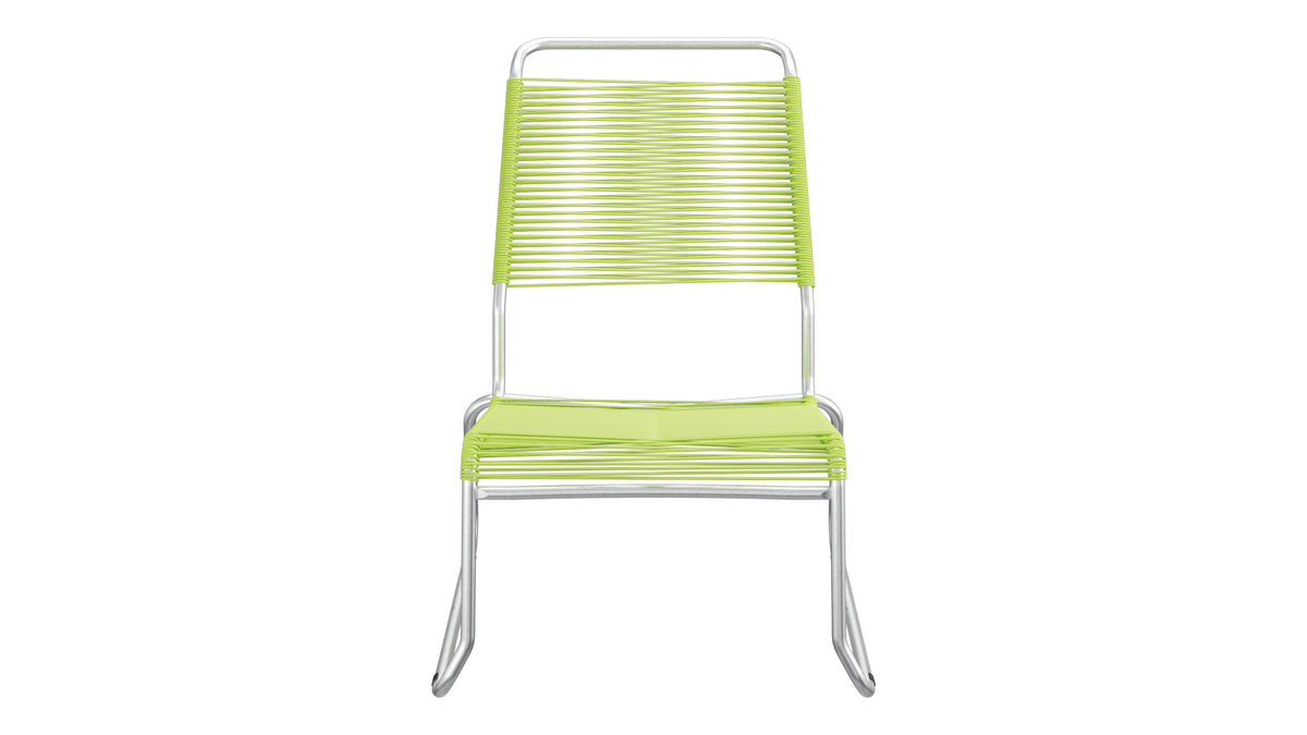 Säntis Spaghetti-Lounger ohne Armlehne Hochlehner Kufen in Hellgrün präsentiert im Onlineshop von KAQTU Design AG. Outdoor-Sessel ist von Schaffner