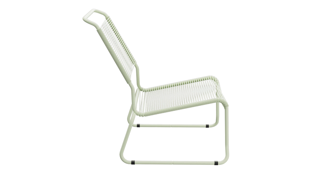 Säntis Spaghetti-Lounger ohne Armlehne Hochlehner Kufen in Pastellgrün präsentiert im Onlineshop von KAQTU Design AG. Outdoor-Sessel ist von Schaffner