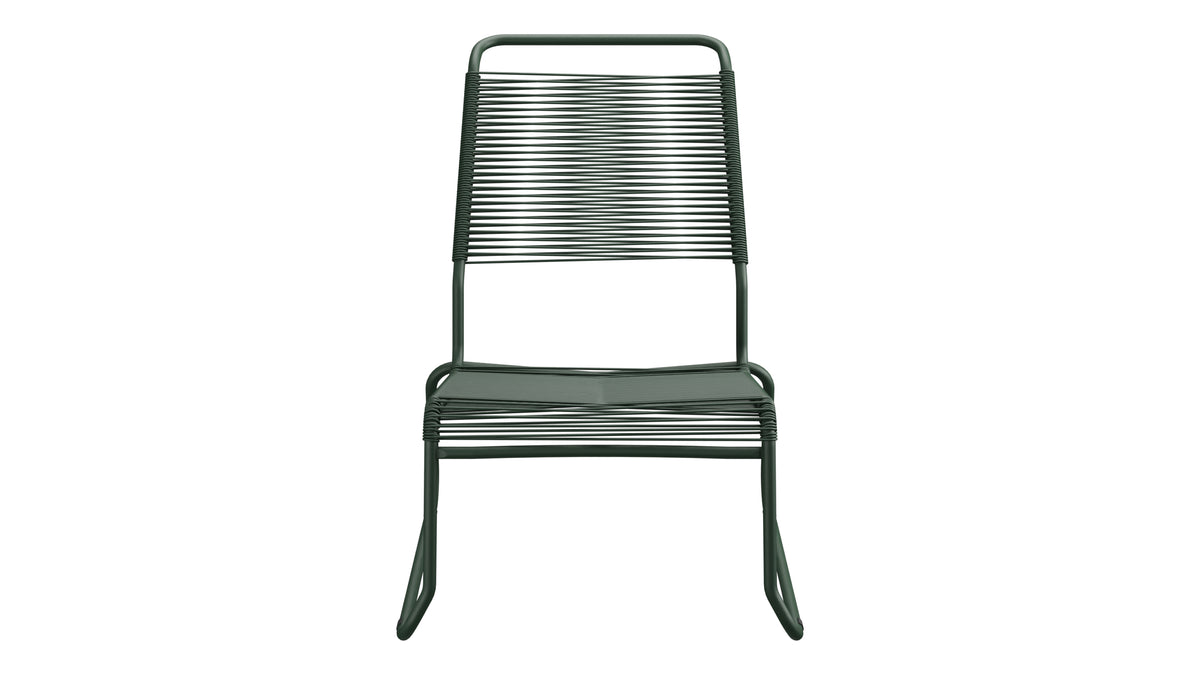 Säntis Spaghetti-Lounger ohne Armlehne Hochlehner Kufen in Tannengrün präsentiert im Onlineshop von KAQTU Design AG. Outdoor-Sessel ist von Schaffner