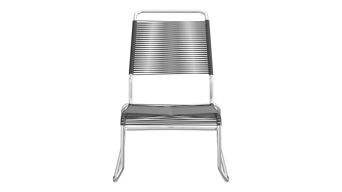 Säntis Spaghetti-Lounger ohne Armlehne Hochlehner Kufen in Anthrazit präsentiert im Onlineshop von KAQTU Design AG. Outdoor-Sessel ist von Schaffner