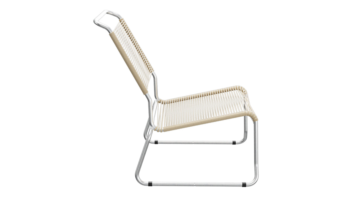 Säntis Spaghetti-Lounger ohne Armlehne Hochlehner Kufen in Pastellbraun präsentiert im Onlineshop von KAQTU Design AG. Outdoor-Sessel ist von Schaffner