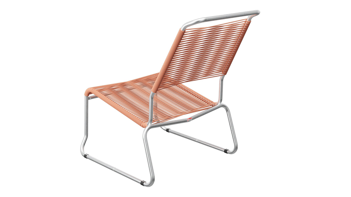 Säntis Spaghetti-Lounger ohne Armlehne Hochlehner Kufen in Pastellterracotta präsentiert im Onlineshop von KAQTU Design AG. Outdoor-Sessel ist von Schaffner