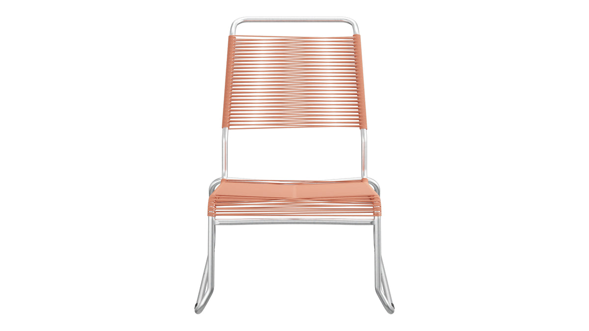Säntis Spaghetti-Lounger ohne Armlehne Hochlehner Kufen in Pastellterracotta präsentiert im Onlineshop von KAQTU Design AG. Outdoor-Sessel ist von Schaffner