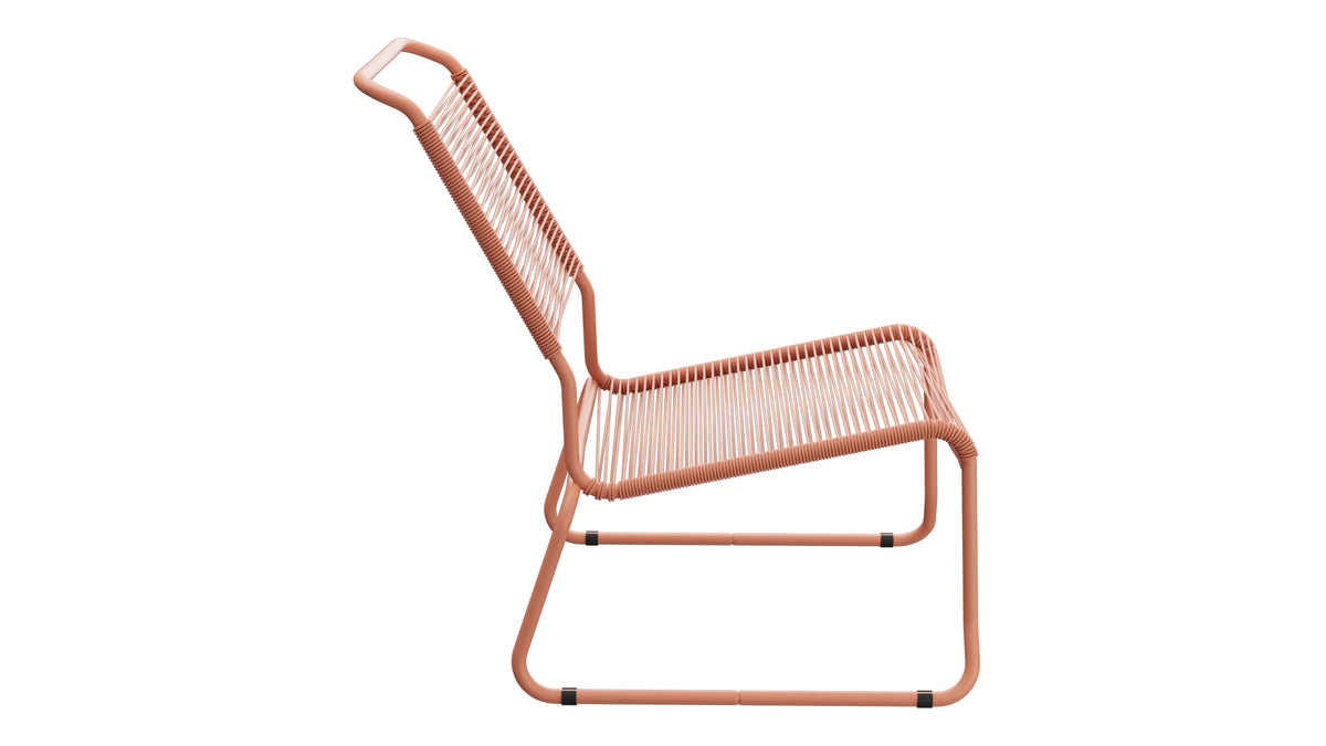 Säntis Spaghetti-Lounger ohne Armlehne Hochlehner Kufen in Pastellterracotta präsentiert im Onlineshop von KAQTU Design AG. Outdoor-Sessel ist von Schaffner