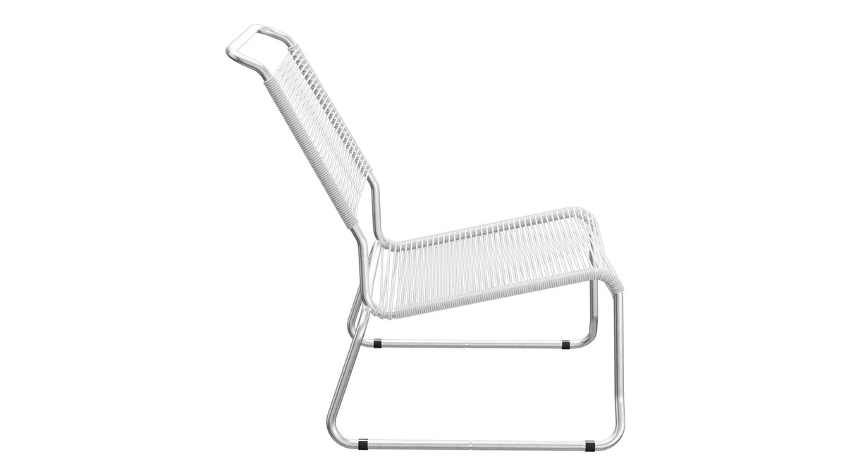 Säntis Spaghetti-Lounger ohne Armlehne Hochlehner Kufen in Weiss präsentiert im Onlineshop von KAQTU Design AG. Outdoor-Sessel ist von Schaffner
