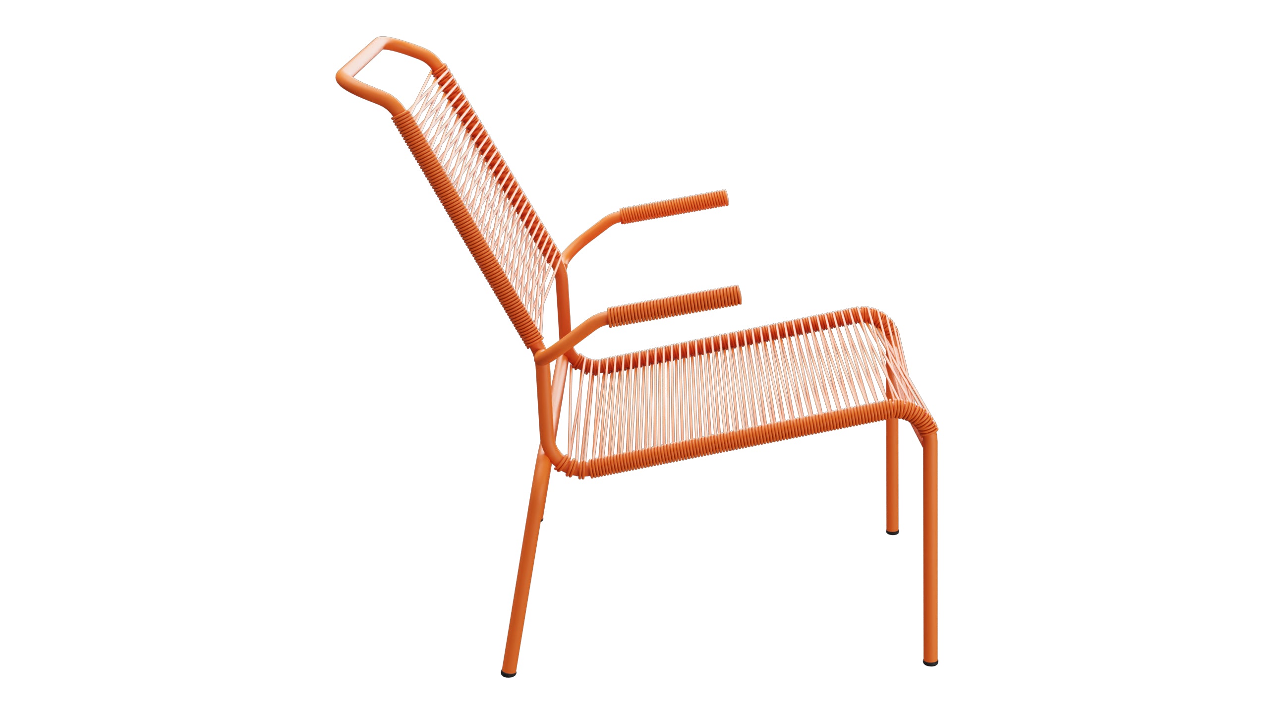 Säntis Lounger Spaghetti mit Armlehne Hochlehner in Orange präsentiert im Onlineshop von KAQTU Design AG. Outdoor-Sessel mit Armlehnen ist von Schaffner