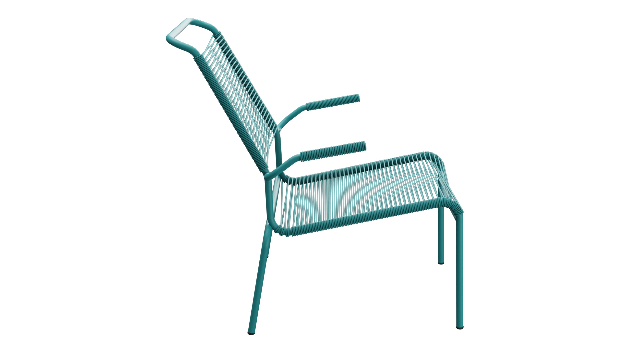 Säntis Lounger Spaghetti mit Armlehne Hochlehner in Kaliblau präsentiert im Onlineshop von KAQTU Design AG. Outdoor-Sessel mit Armlehnen ist von Schaffner