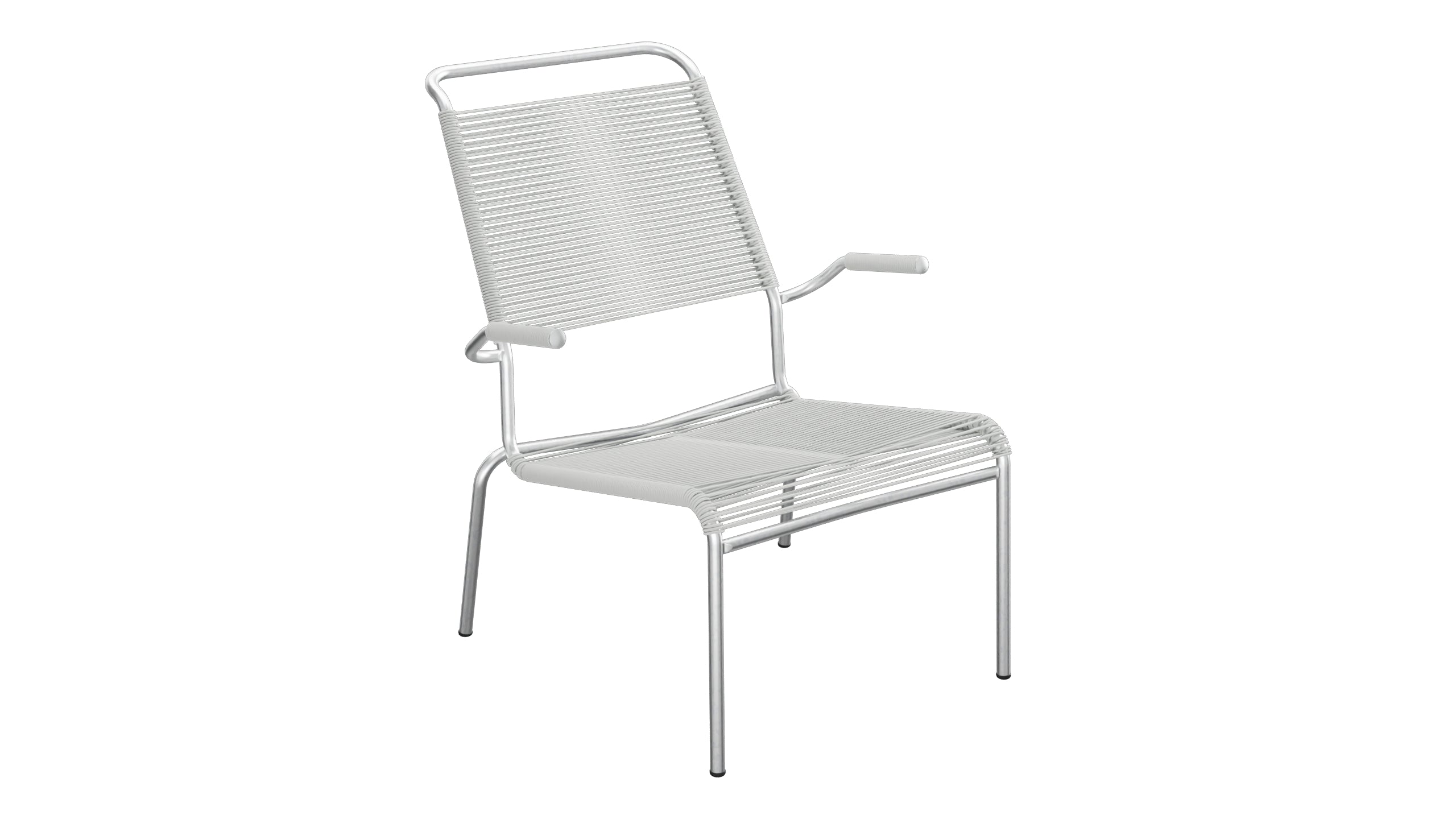 Säntis Lounger Spaghetti mit Armlehne Hochlehner in Alusilber präsentiert im Onlineshop von KAQTU Design AG. Outdoor-Sessel mit Armlehnen ist von Schaffner