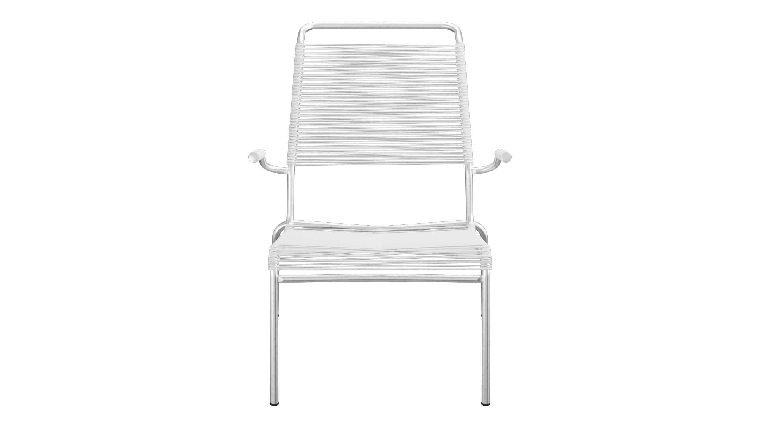 Säntis Lounger Spaghetti mit Armlehne Hochlehner in Weiss präsentiert im Onlineshop von KAQTU Design AG. Outdoor-Sessel mit Armlehnen ist von Schaffner