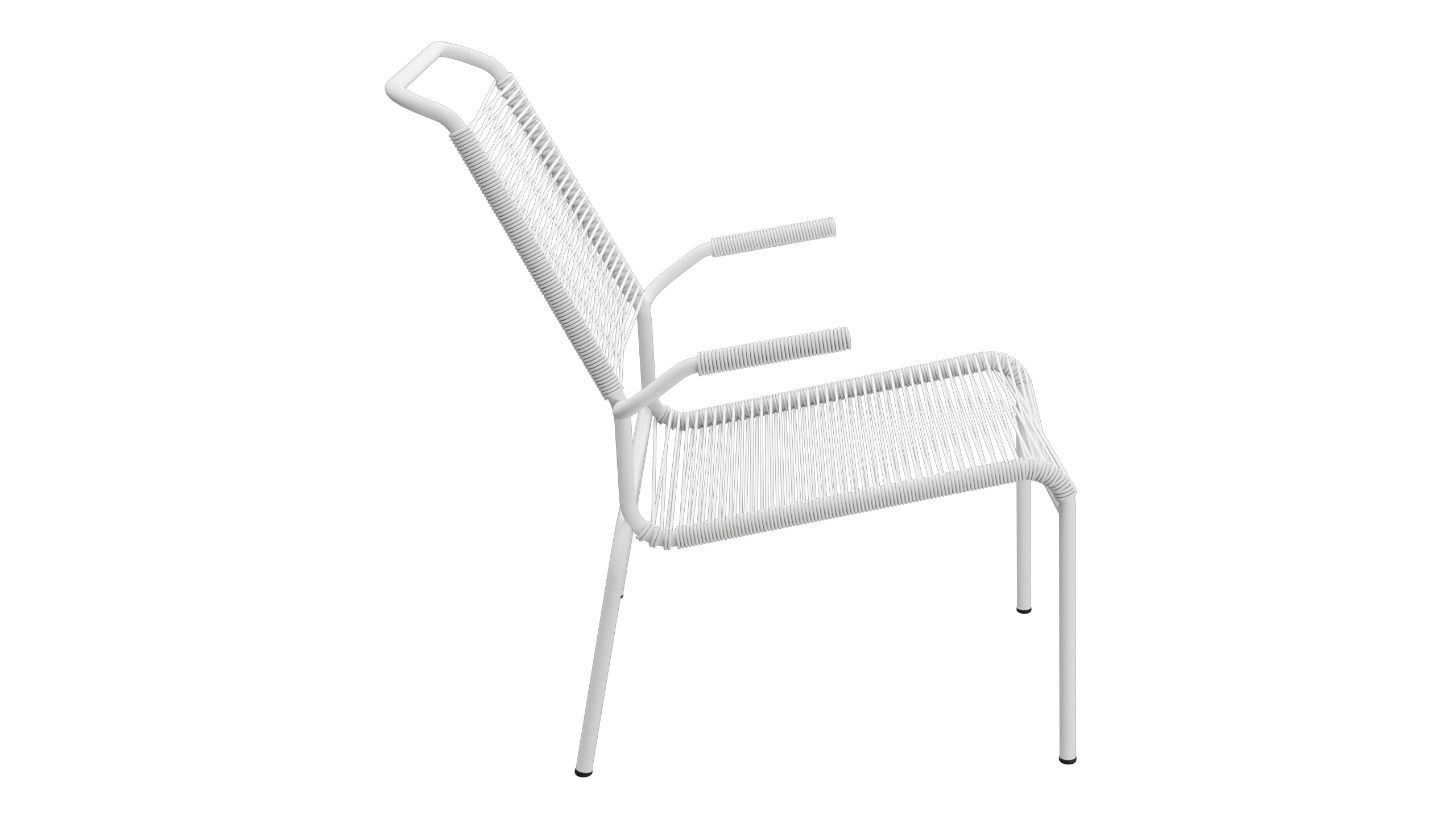 Säntis Lounger Spaghetti mit Armlehne Hochlehner in Weiss präsentiert im Onlineshop von KAQTU Design AG. Outdoor-Sessel mit Armlehnen ist von Schaffner