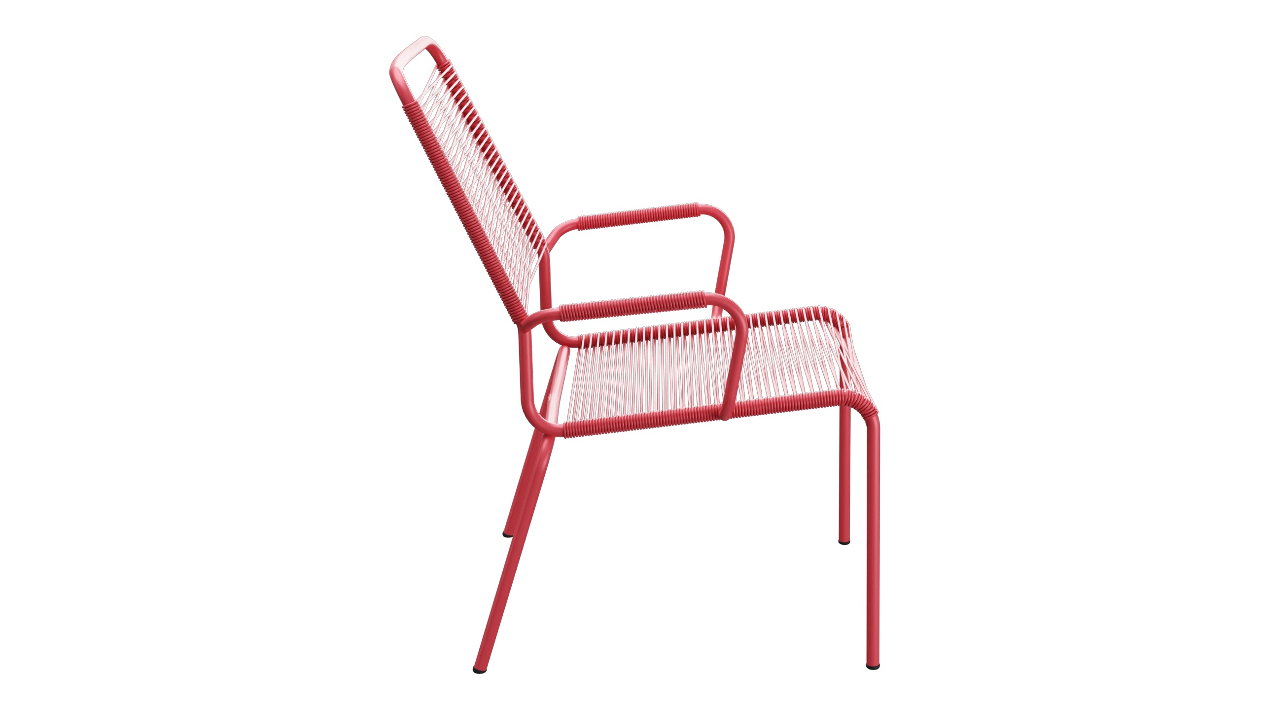 Rigi Spaghetti-Salonsessel mit Armlehne in Ahornrot präsentiert im Onlineshop von KAQTU Design AG. Gartenstuhl mit Armlehnen ist von Schaffner
