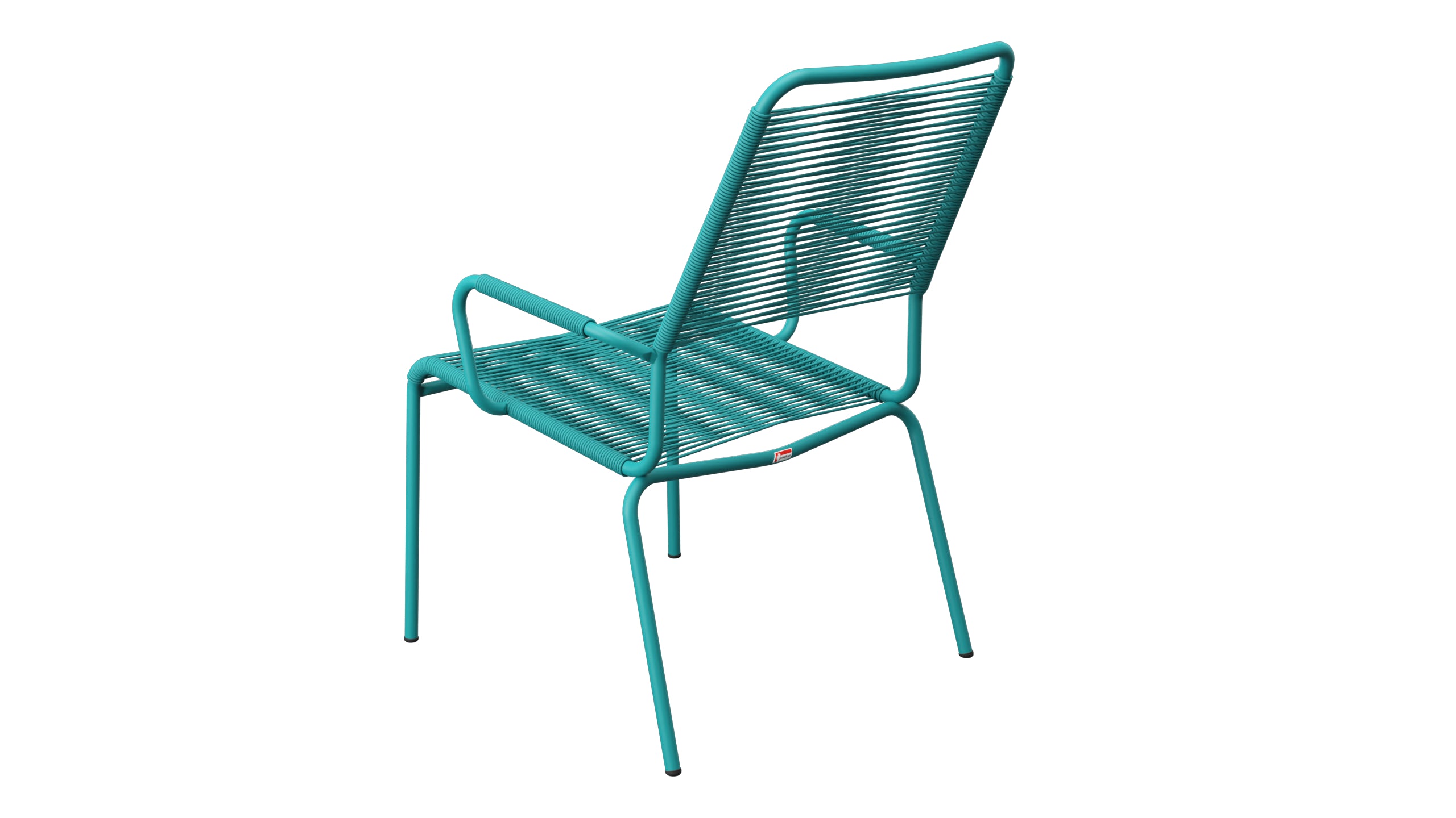 Rigi Spaghetti-Salonsessel mit Armlehne in Kaliblau präsentiert im Onlineshop von KAQTU Design AG. Gartenstuhl mit Armlehnen ist von Schaffner