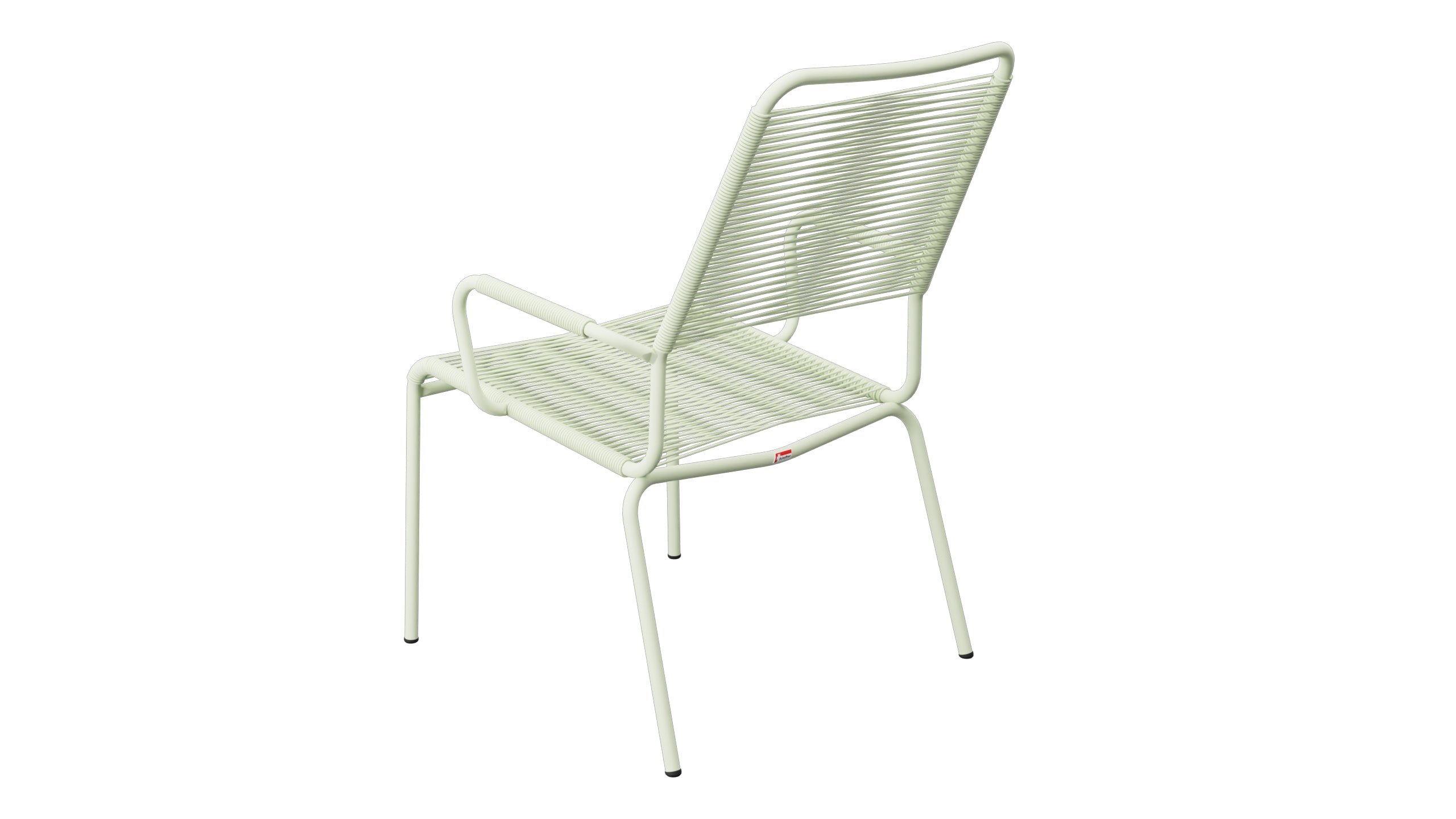 Rigi Spaghetti-Salonsessel mit Armlehne in Pastellgrün präsentiert im Onlineshop von KAQTU Design AG. Gartenstuhl mit Armlehnen ist von Schaffner
