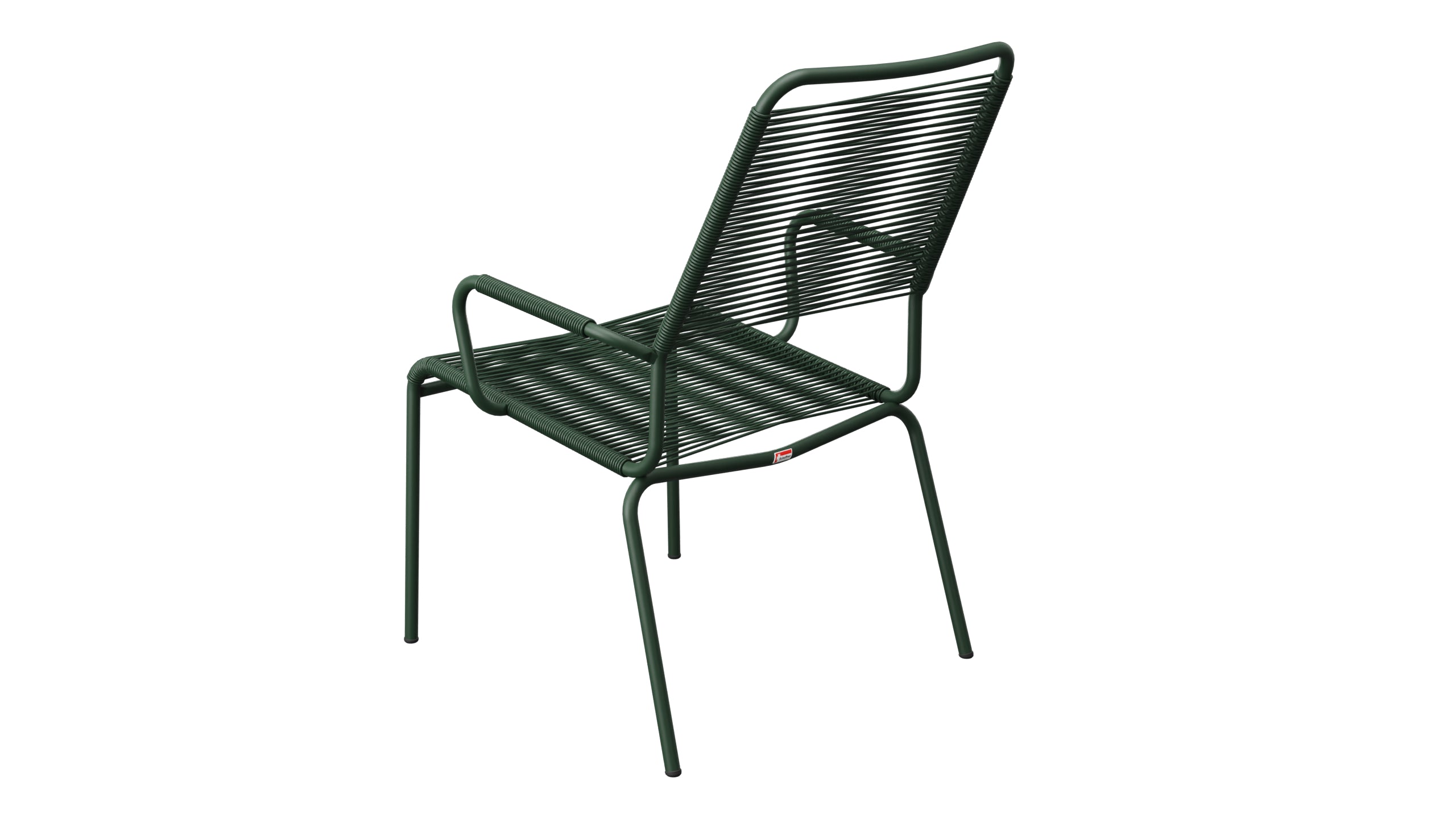 Rigi Spaghetti-Salonsessel mit Armlehne in Tannengrün präsentiert im Onlineshop von KAQTU Design AG. Gartenstuhl mit Armlehnen ist von Schaffner