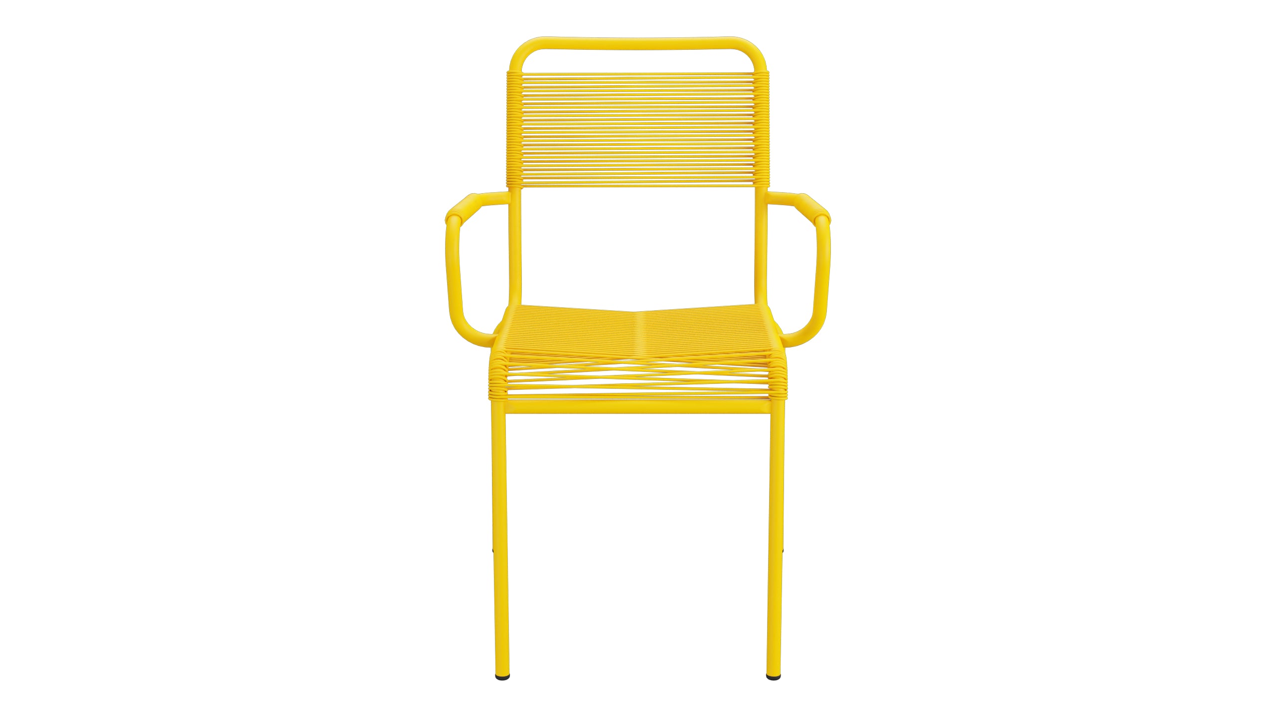 Rigi Spaghetti-Gartenstuhl mit Armlehne in Gelb präsentiert im Onlineshop von KAQTU Design AG. Gartenstuhl mit Armlehnen ist von Schaffner