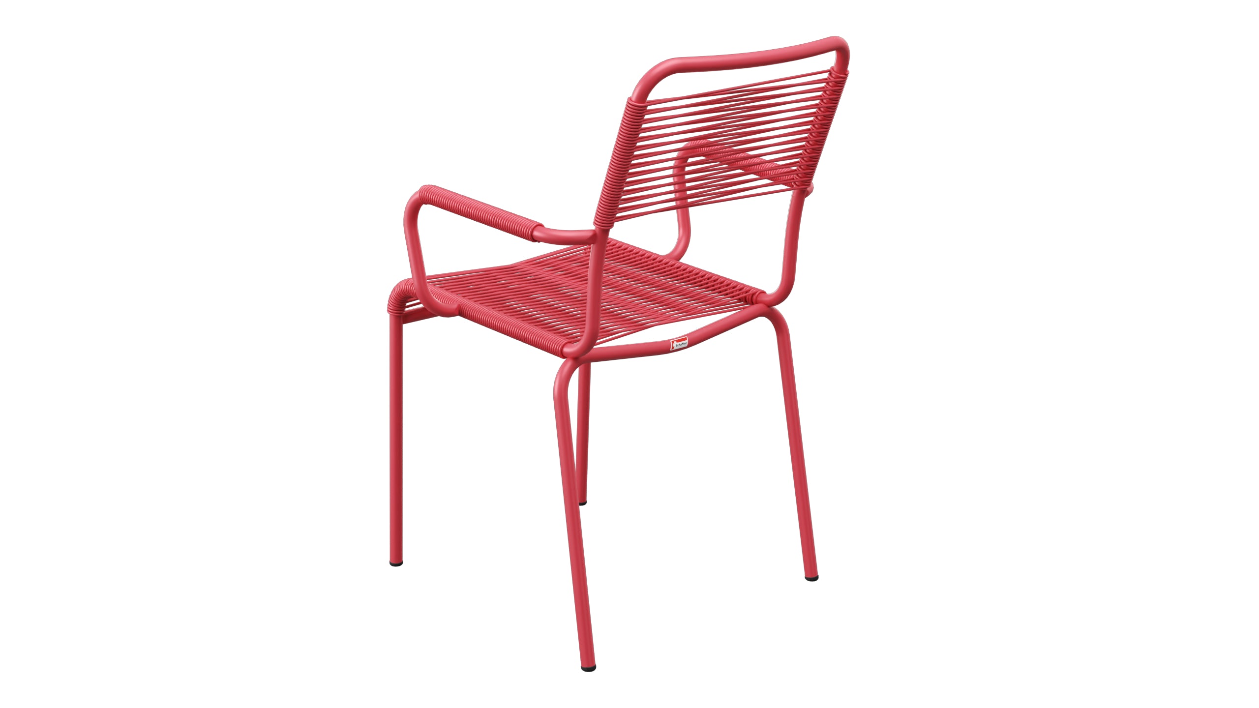 Rigi Spaghetti-Gartenstuhl mit Armlehne in Ahornrot präsentiert im Onlineshop von KAQTU Design AG. Gartenstuhl mit Armlehnen ist von Schaffner