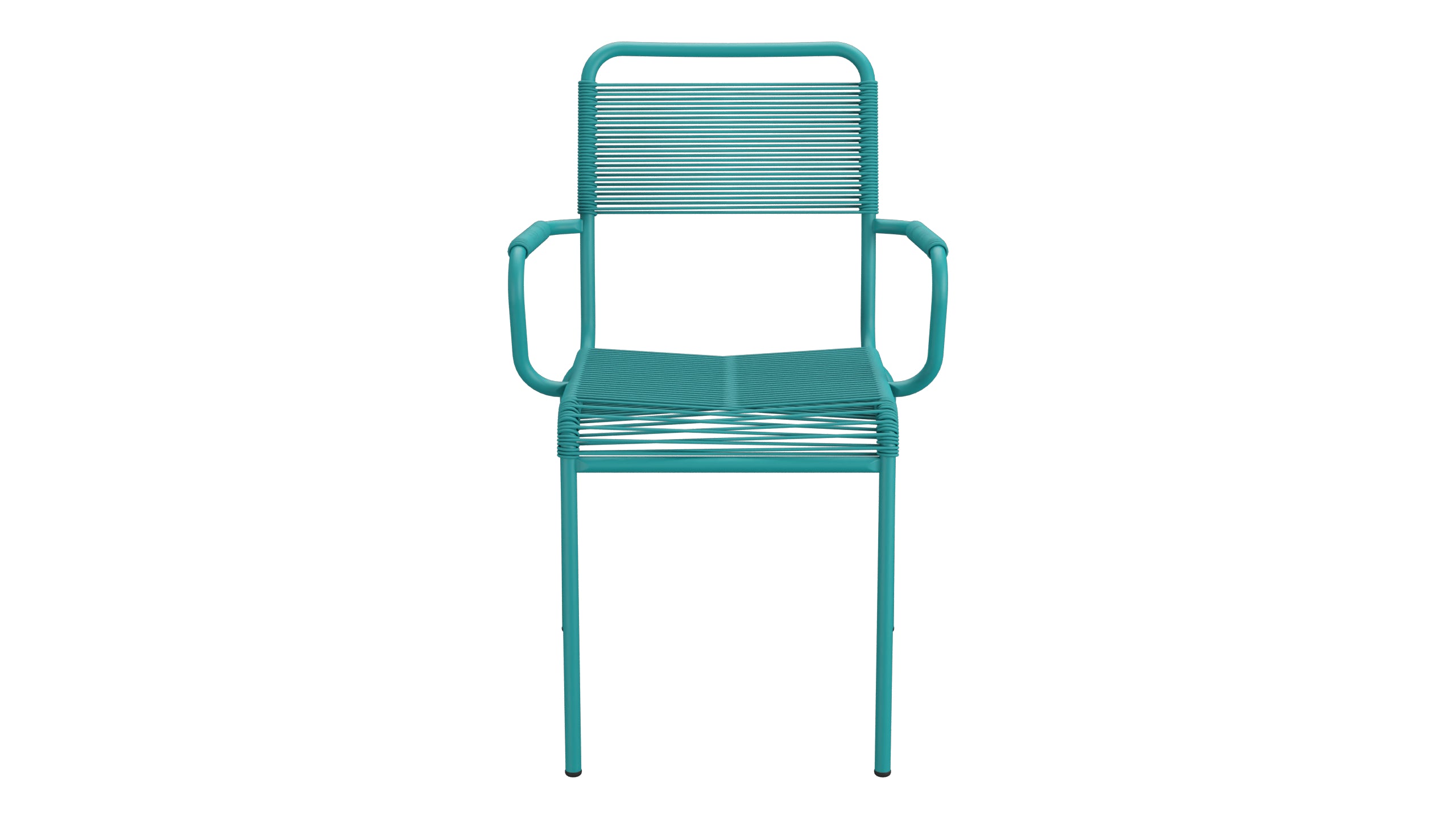 Rigi Spaghetti-Gartenstuhl mit Armlehne in Kaliblau präsentiert im Onlineshop von KAQTU Design AG. Gartenstuhl mit Armlehnen ist von Schaffner
