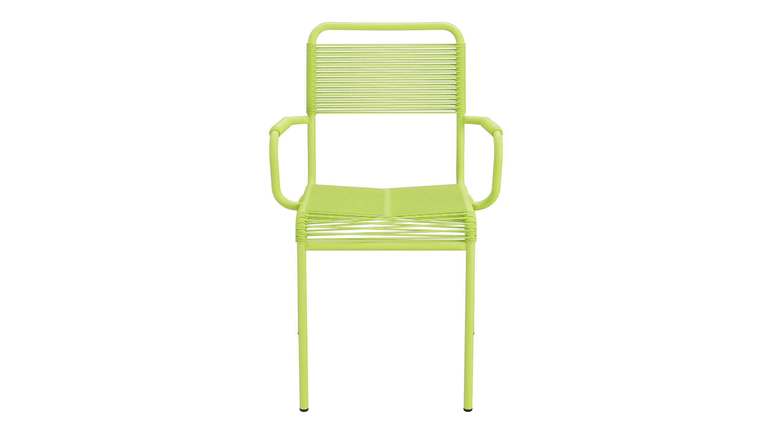 Rigi Spaghetti-Gartenstuhl mit Armlehne in Hellgrün präsentiert im Onlineshop von KAQTU Design AG. Gartenstuhl mit Armlehnen ist von Schaffner