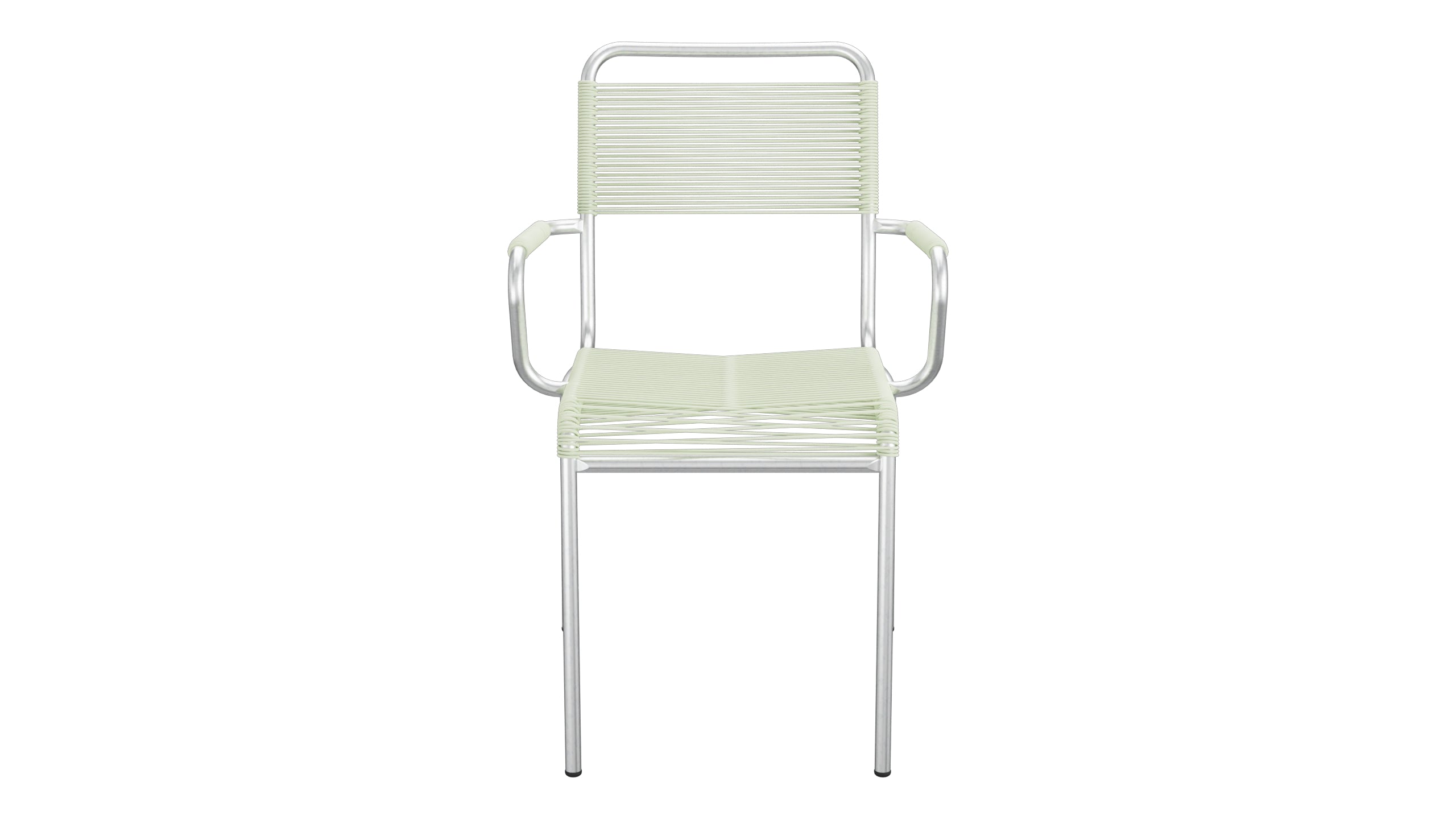 Rigi Spaghetti-Gartenstuhl mit Armlehne in Pastellgrün präsentiert im Onlineshop von KAQTU Design AG. Gartenstuhl mit Armlehnen ist von Schaffner