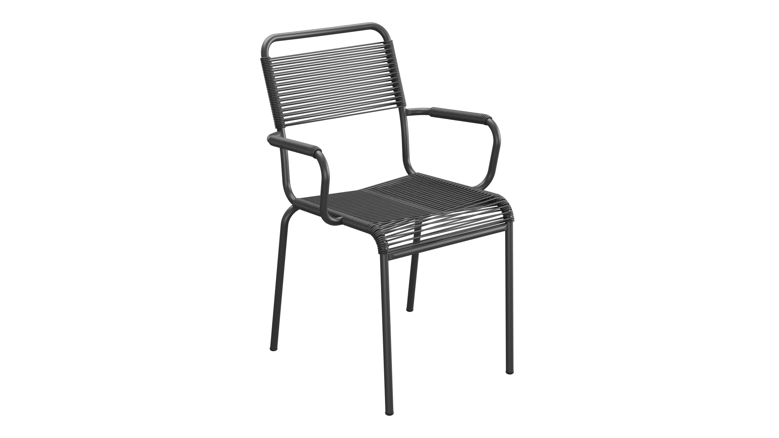 Rigi Spaghetti-Gartenstuhl mit Armlehne in Anthrazit präsentiert im Onlineshop von KAQTU Design AG. Gartenstuhl mit Armlehnen ist von Schaffner