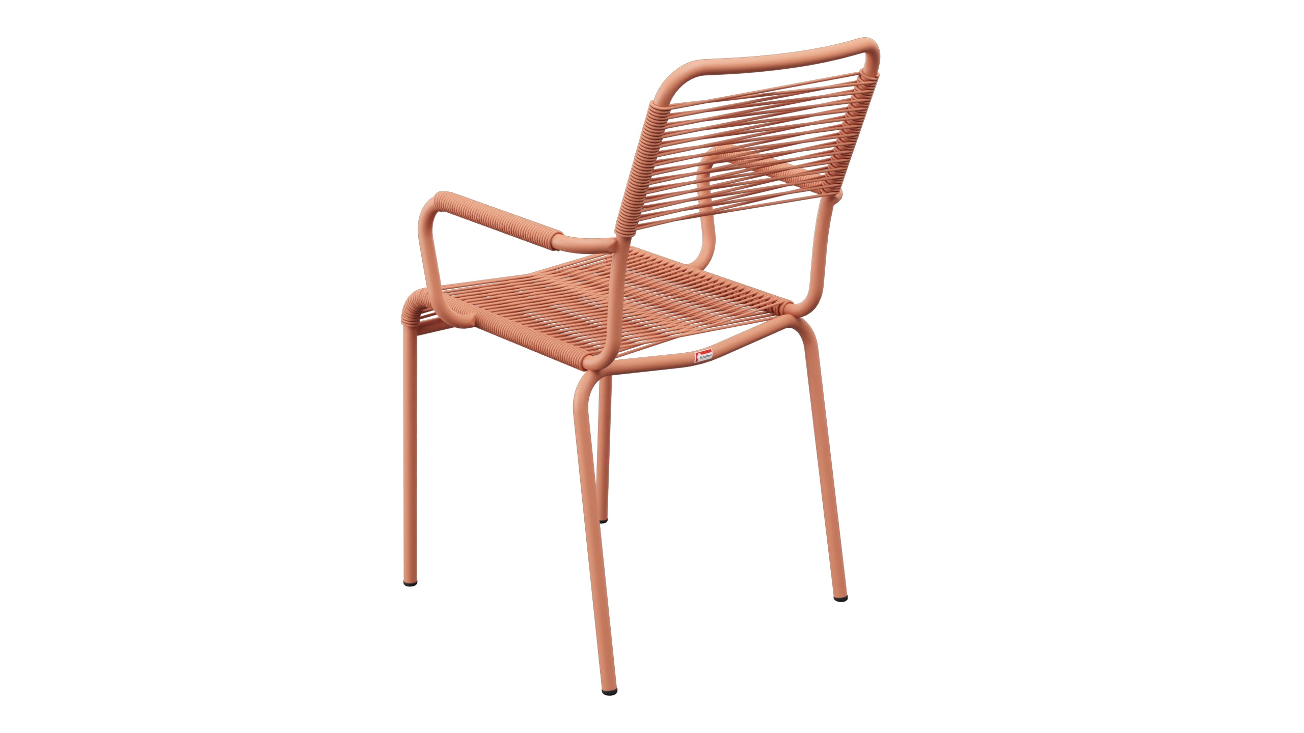 Rigi Spaghetti-Gartenstuhl mit Armlehne in Pastellterracotta präsentiert im Onlineshop von KAQTU Design AG. Gartenstuhl mit Armlehnen ist von Schaffner
