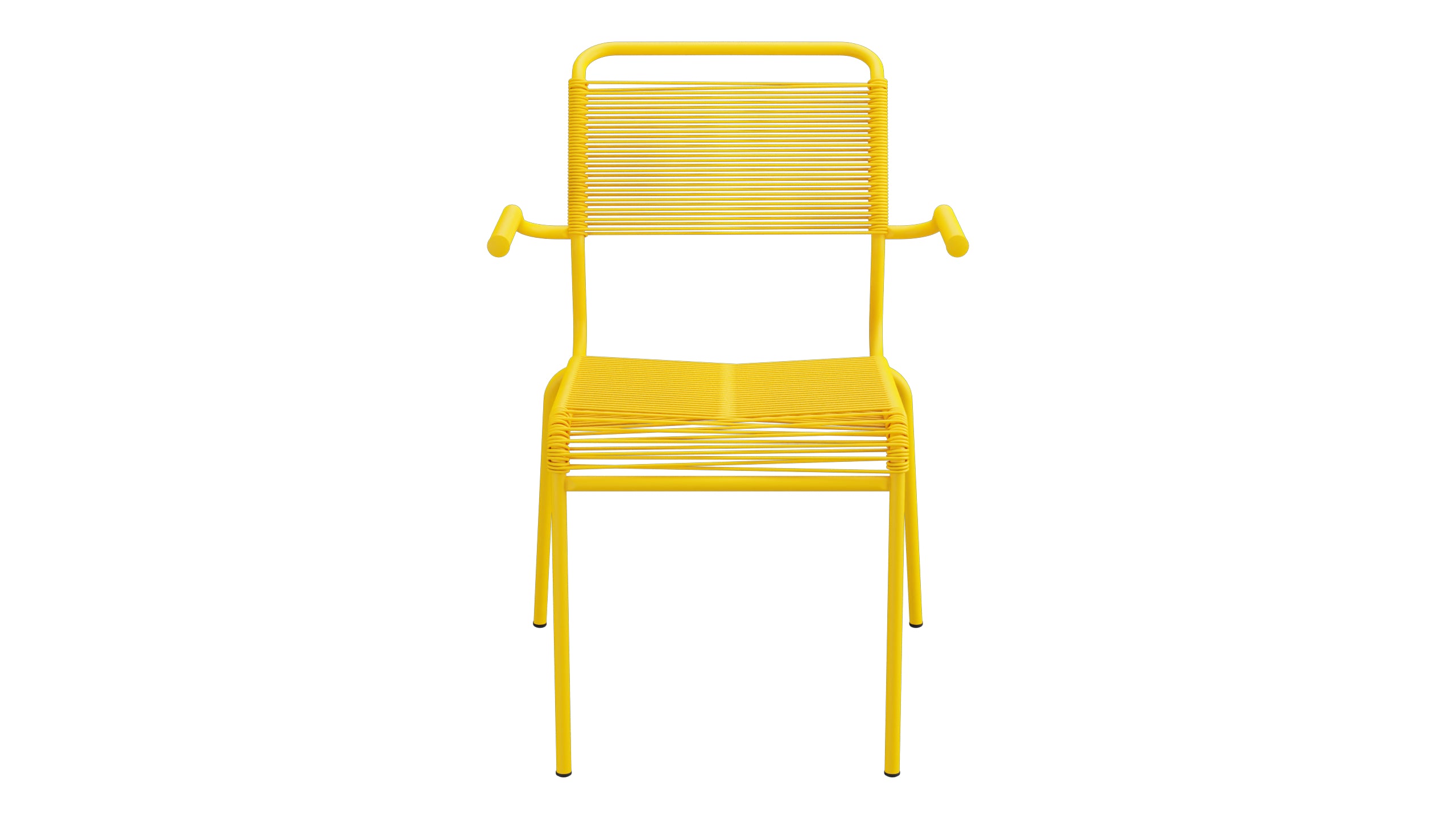 Säntis Spaghetti-Gartenstuhl mit Armlehne in Gelb präsentiert im Onlineshop von KAQTU Design AG. Gartenstuhl mit Armlehnen ist von Schaffner