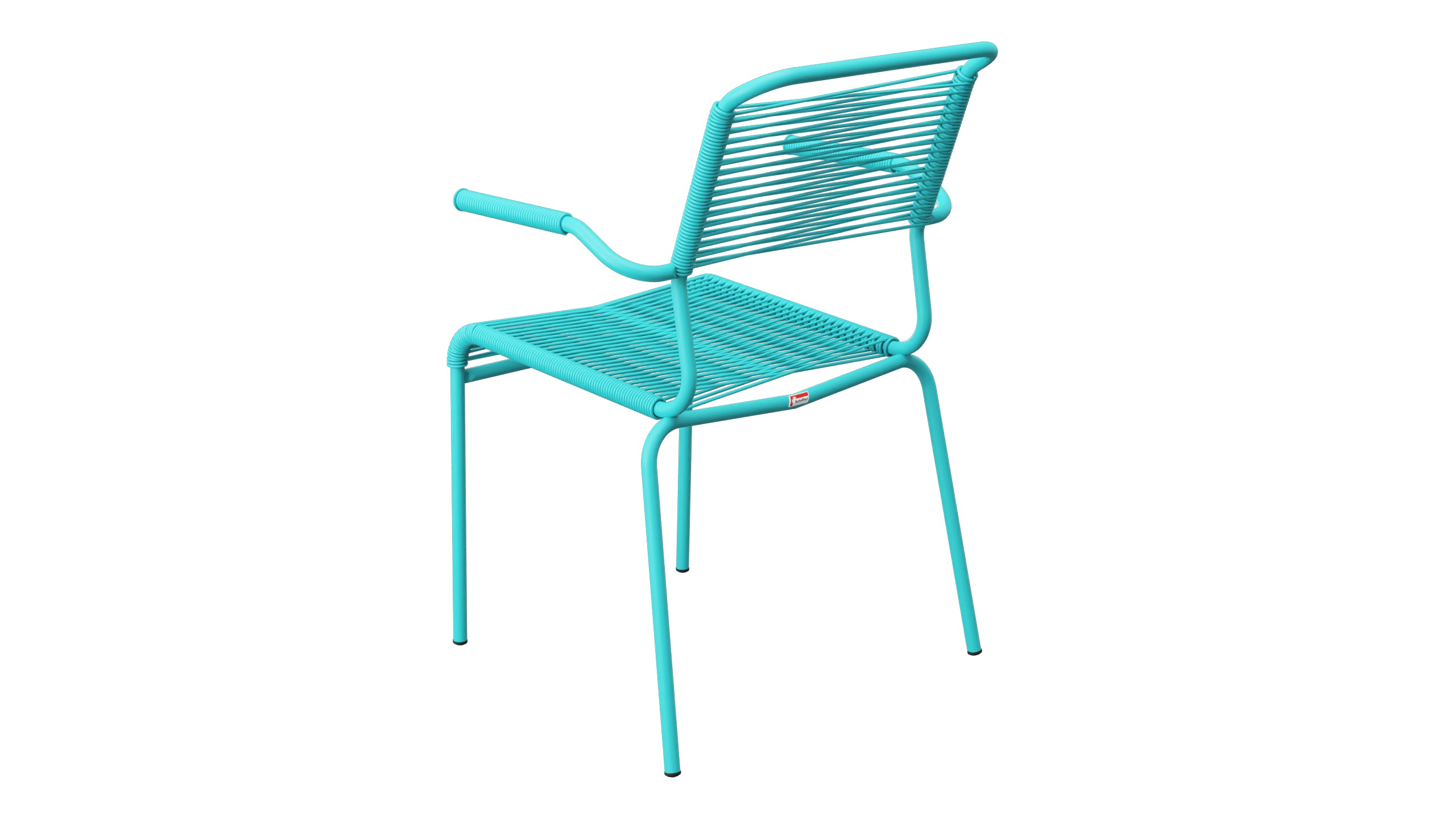 Säntis Spaghetti-Gartenstuhl mit Armlehne in Türkis präsentiert im Onlineshop von KAQTU Design AG. Gartenstuhl mit Armlehnen ist von Schaffner