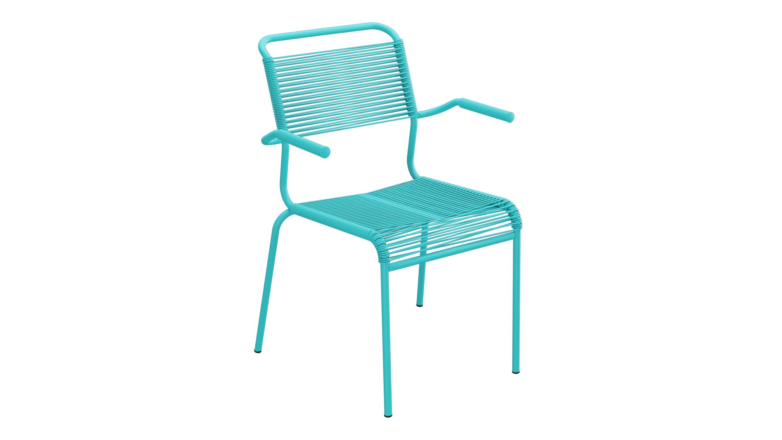 Säntis Spaghetti-Gartenstuhl mit Armlehne in Türkis präsentiert im Onlineshop von KAQTU Design AG. Gartenstuhl mit Armlehnen ist von Schaffner