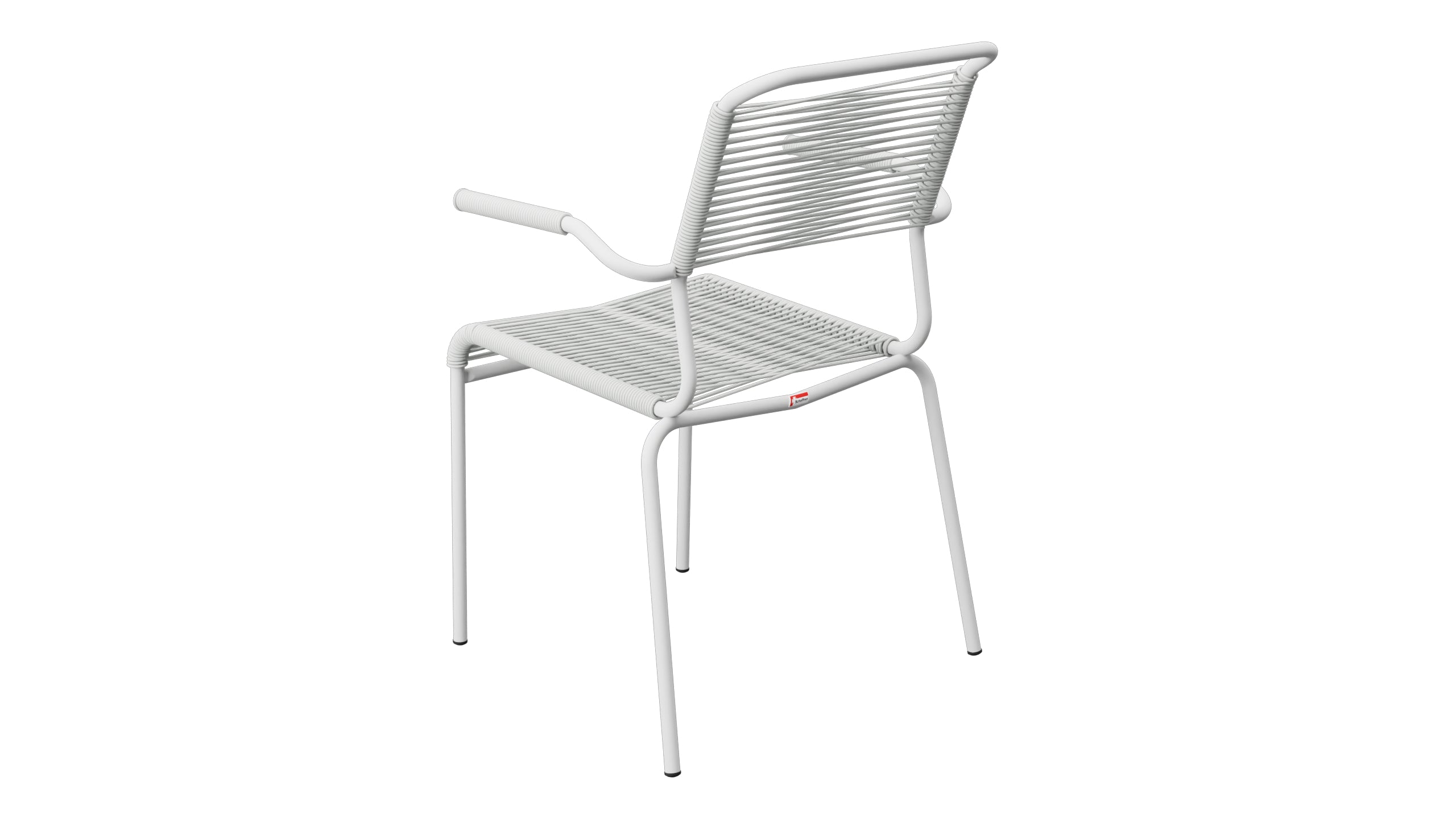Säntis Spaghetti-Gartenstuhl mit Armlehne in Alusilber präsentiert im Onlineshop von KAQTU Design AG. Gartenstuhl mit Armlehnen ist von Schaffner