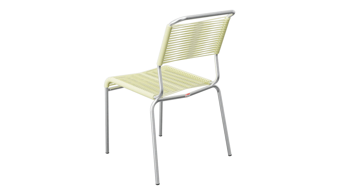 Säntis Spaghetti-Gartenstuhl ohne Armlehne in Buchsbaumgelb präsentiert im Onlineshop von KAQTU Design AG. Gartenstuhl ist von Schaffner