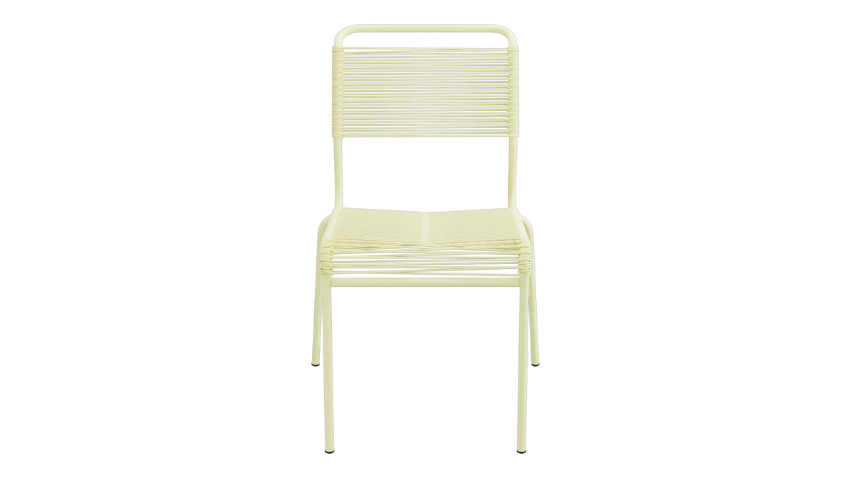 Säntis Spaghetti-Gartenstuhl ohne Armlehne in Buchsbaumgelb präsentiert im Onlineshop von KAQTU Design AG. Gartenstuhl ist von Schaffner